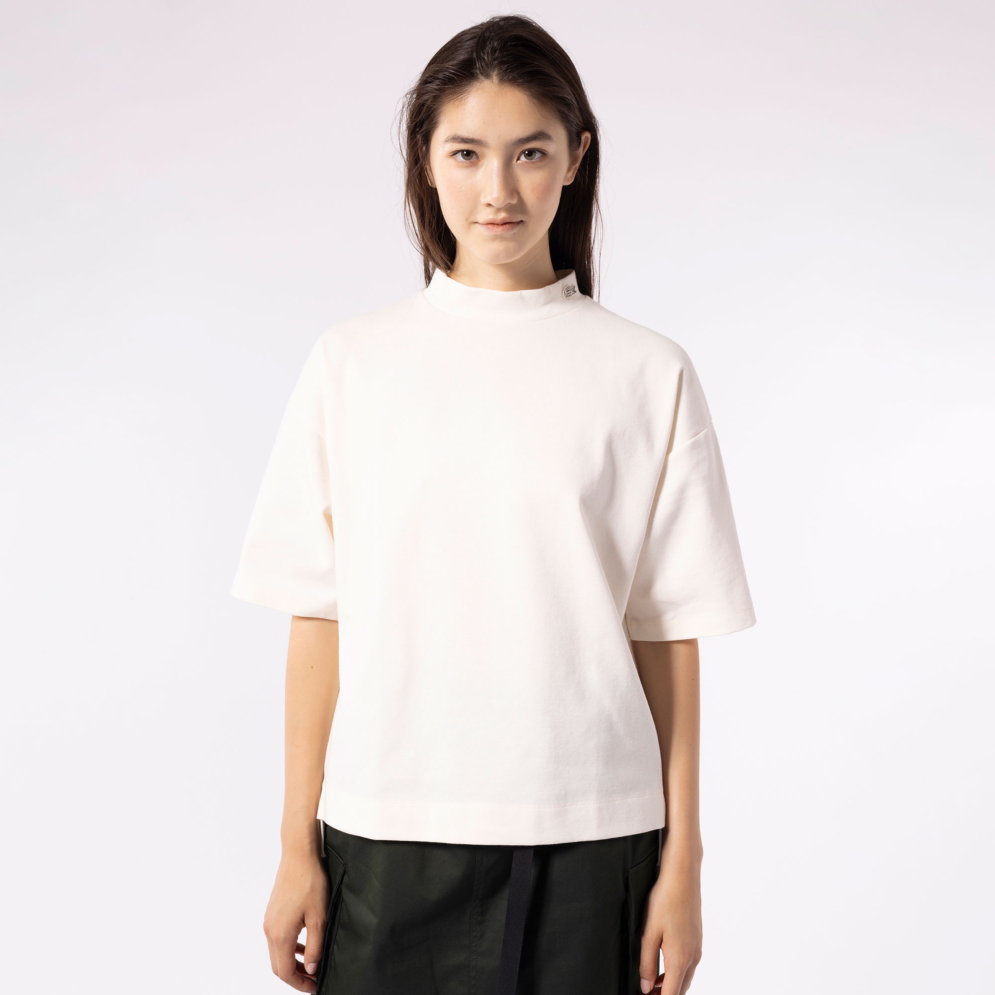 モックネックミラノリブニットTシャツ