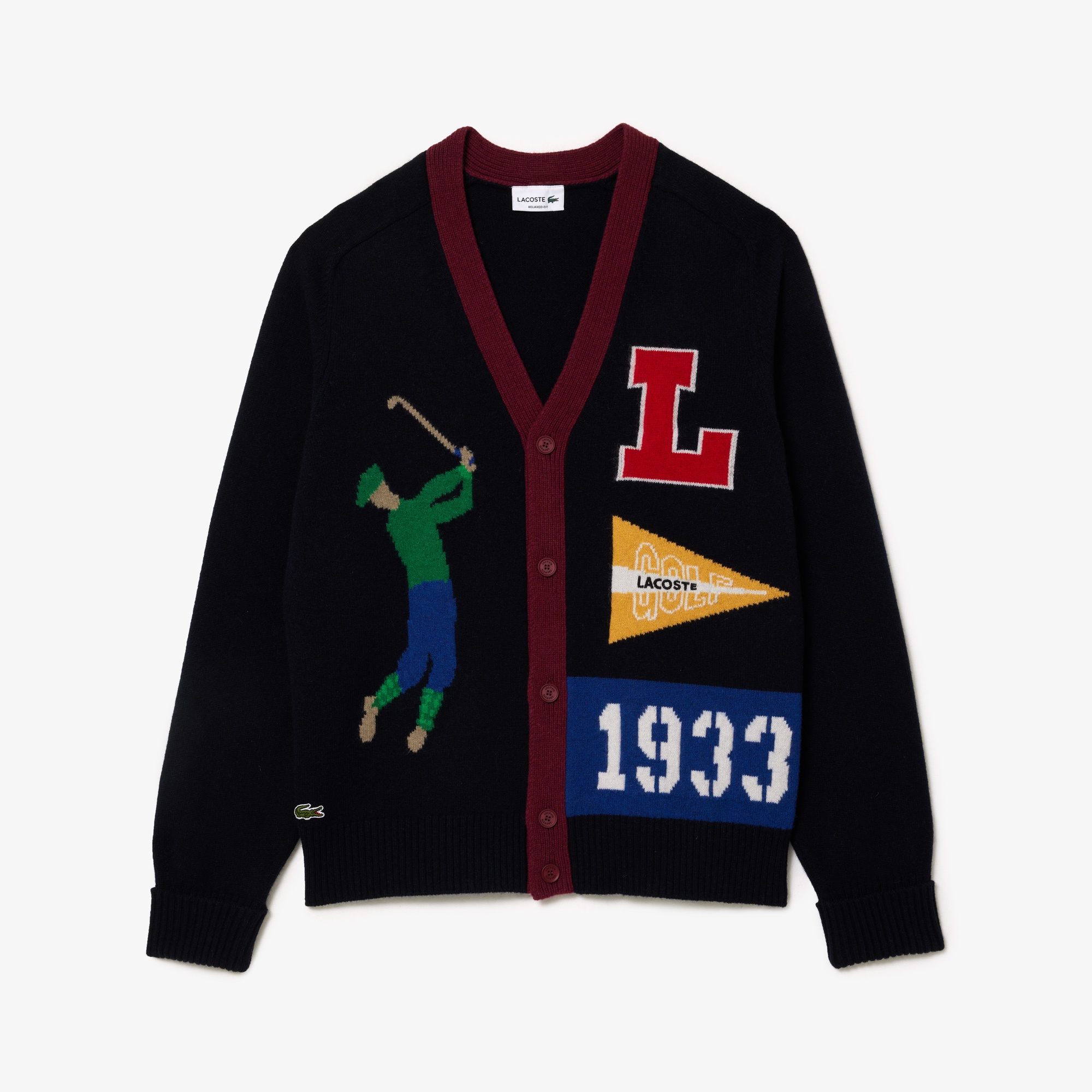 グラフィックジャカードリサイクルニットカーディガン