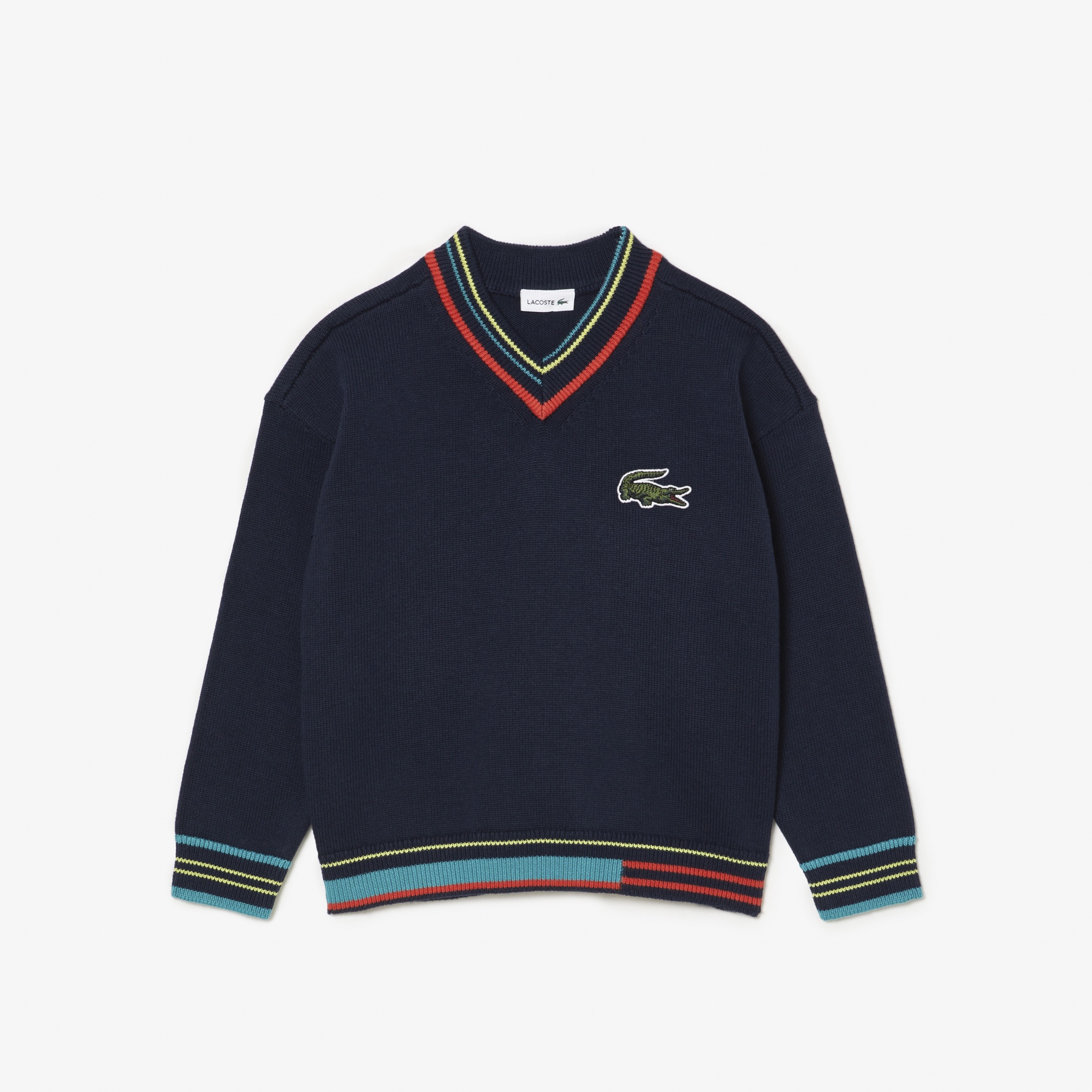 アシンメトリーリブニットJUNIORチルデンニットセーター