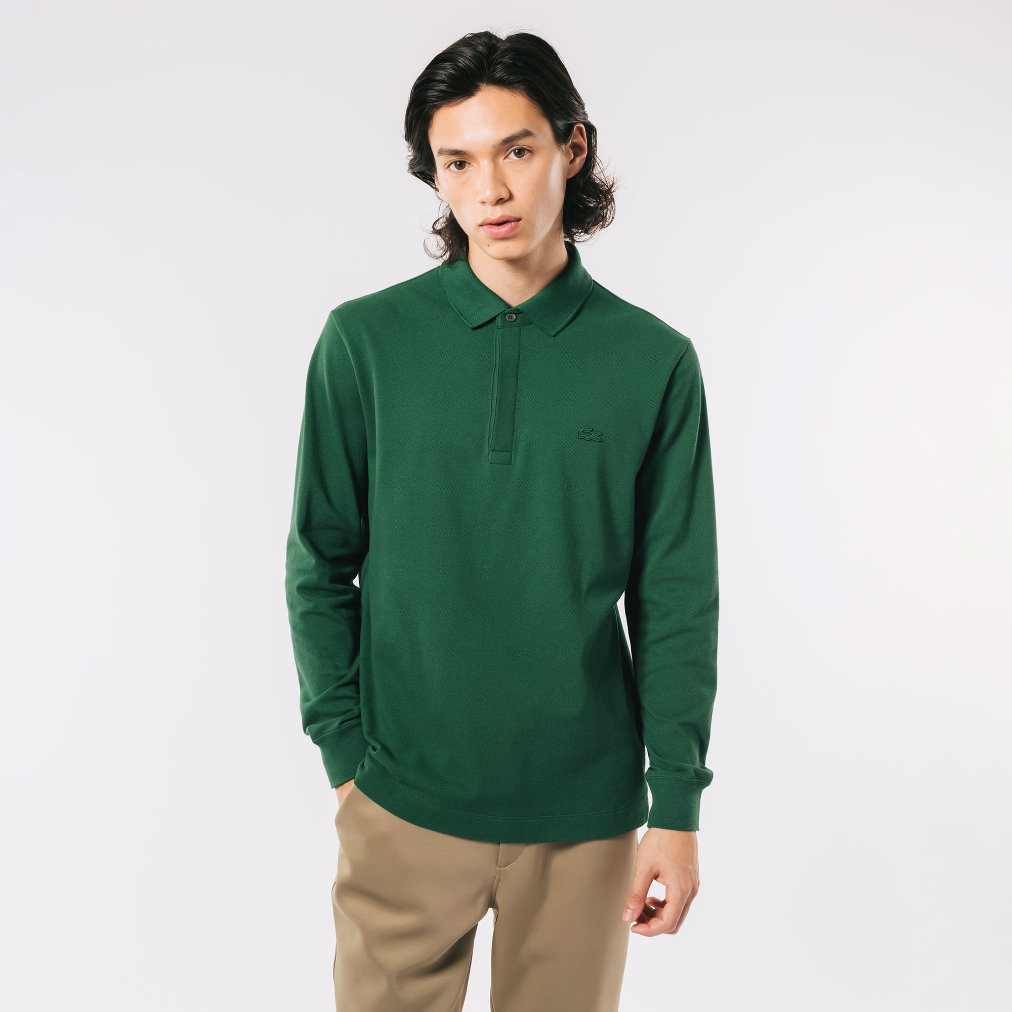 比翼フロントロングスリーブポロシャツ