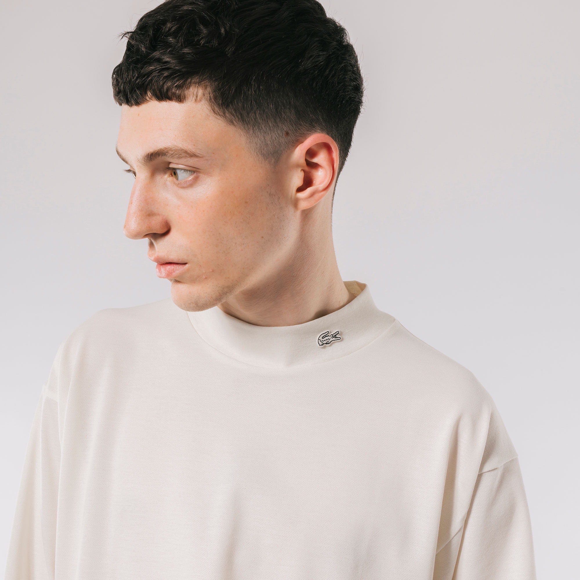 鹿の子地モックネックTシャツ