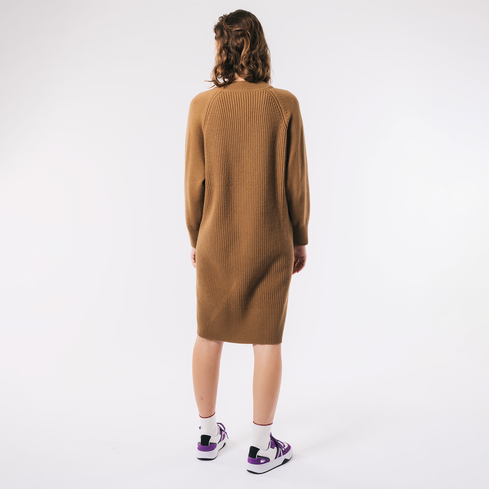 前後切り替えコンビネーションVネックニットドレス