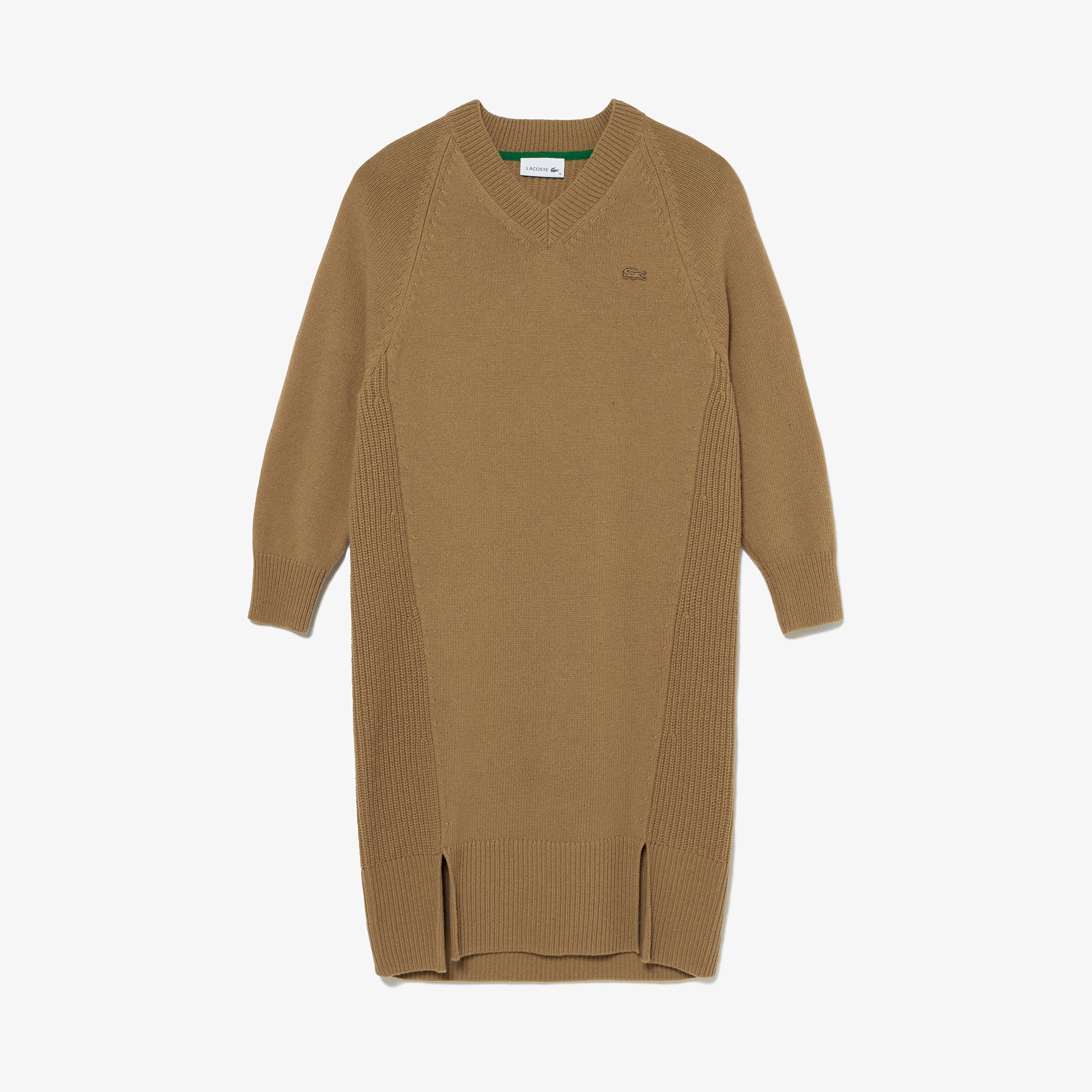 前後切り替えコンビネーションVネックニットドレス