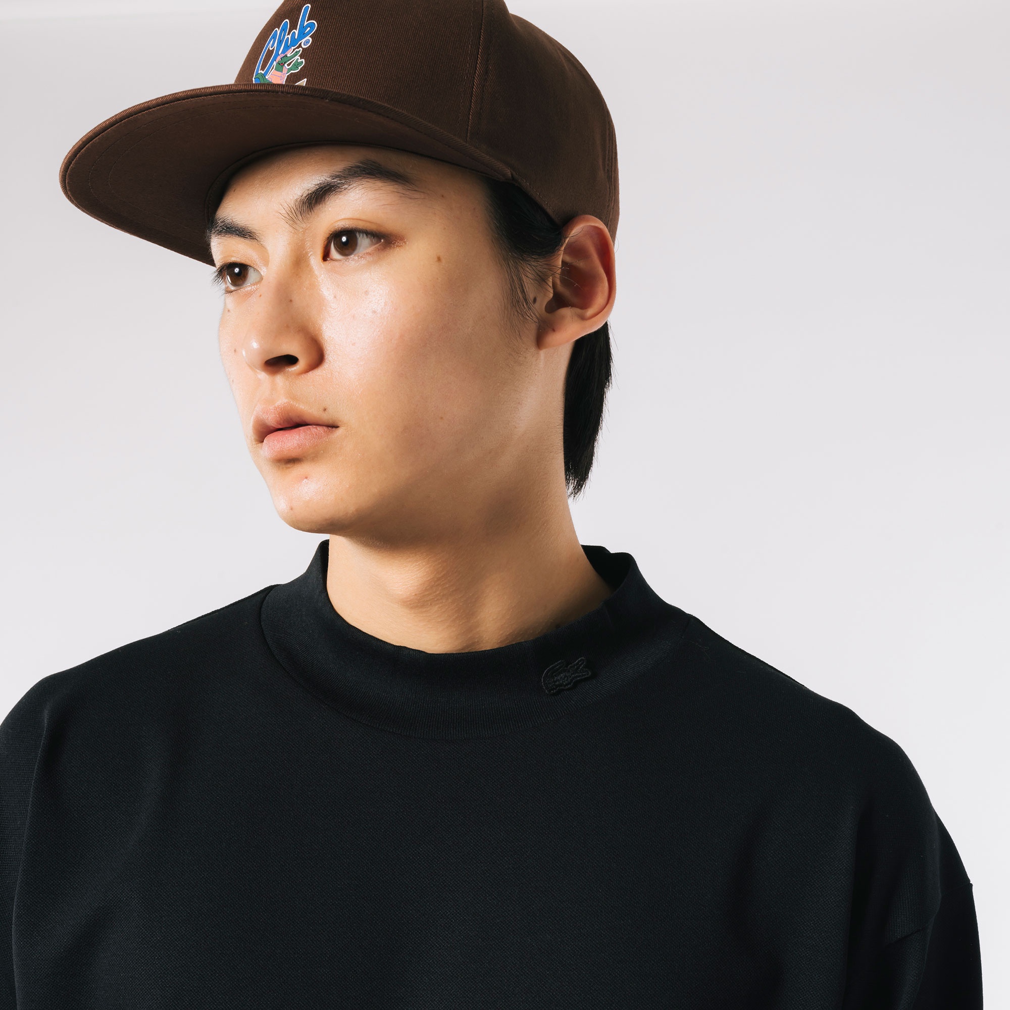 鹿の子地モックネックTシャツ