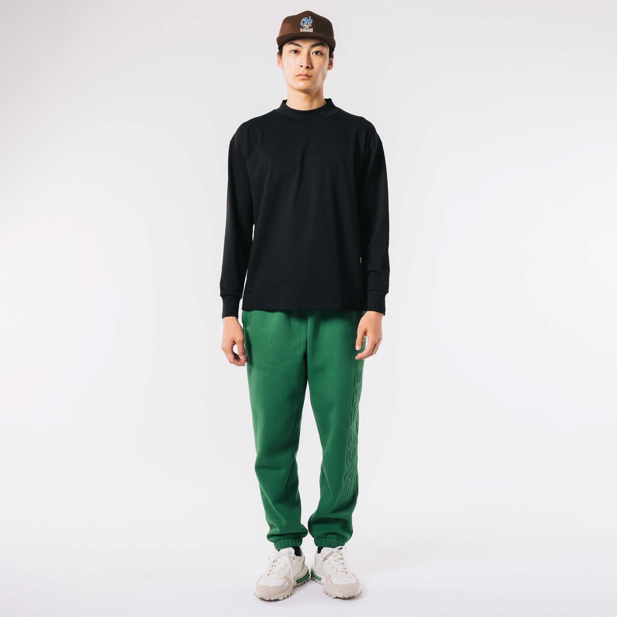 鹿の子地モックネックTシャツ