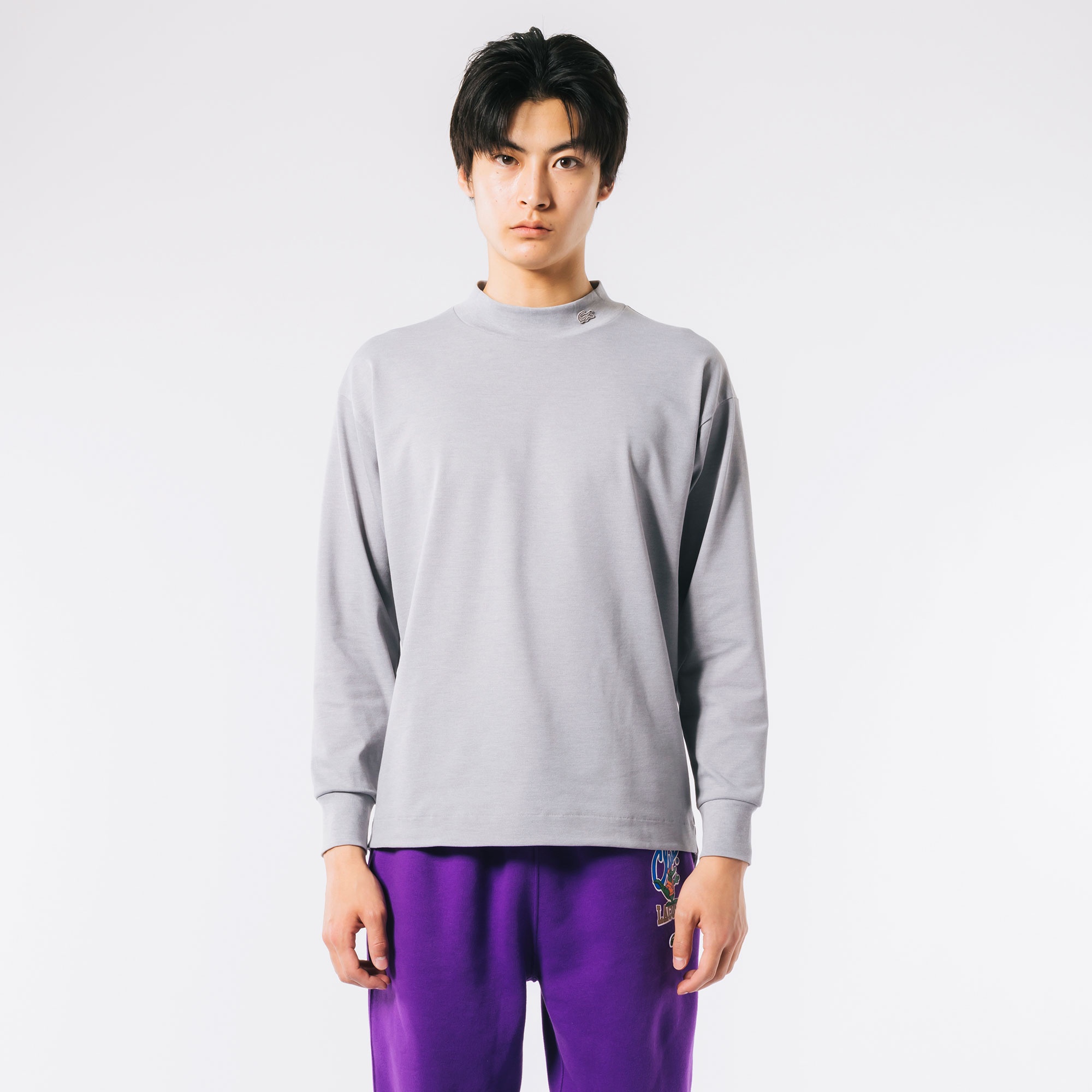 鹿の子地モックネックTシャツ