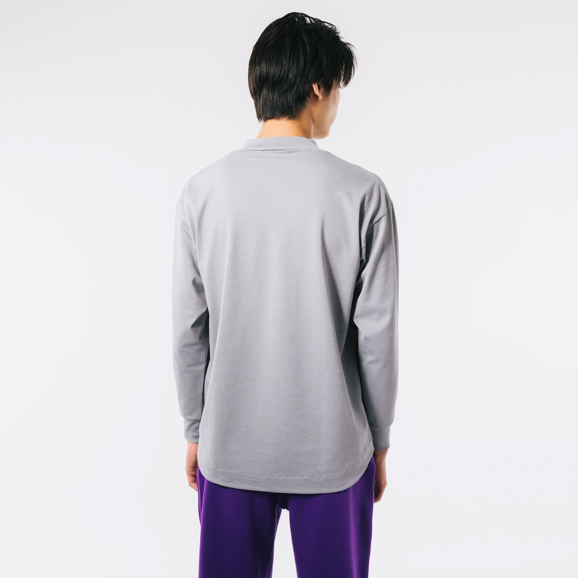 鹿の子地モックネックTシャツ