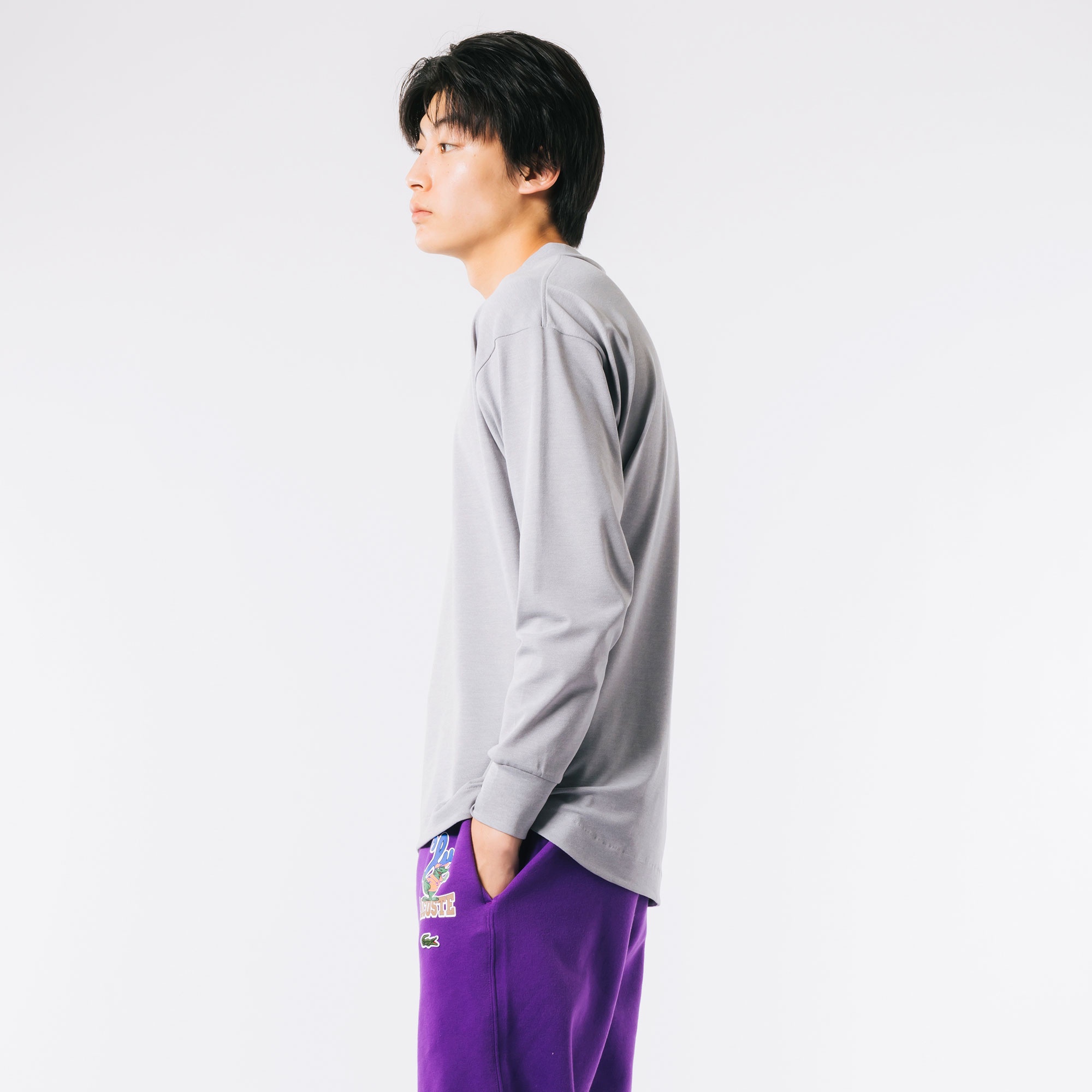 鹿の子地モックネックTシャツ