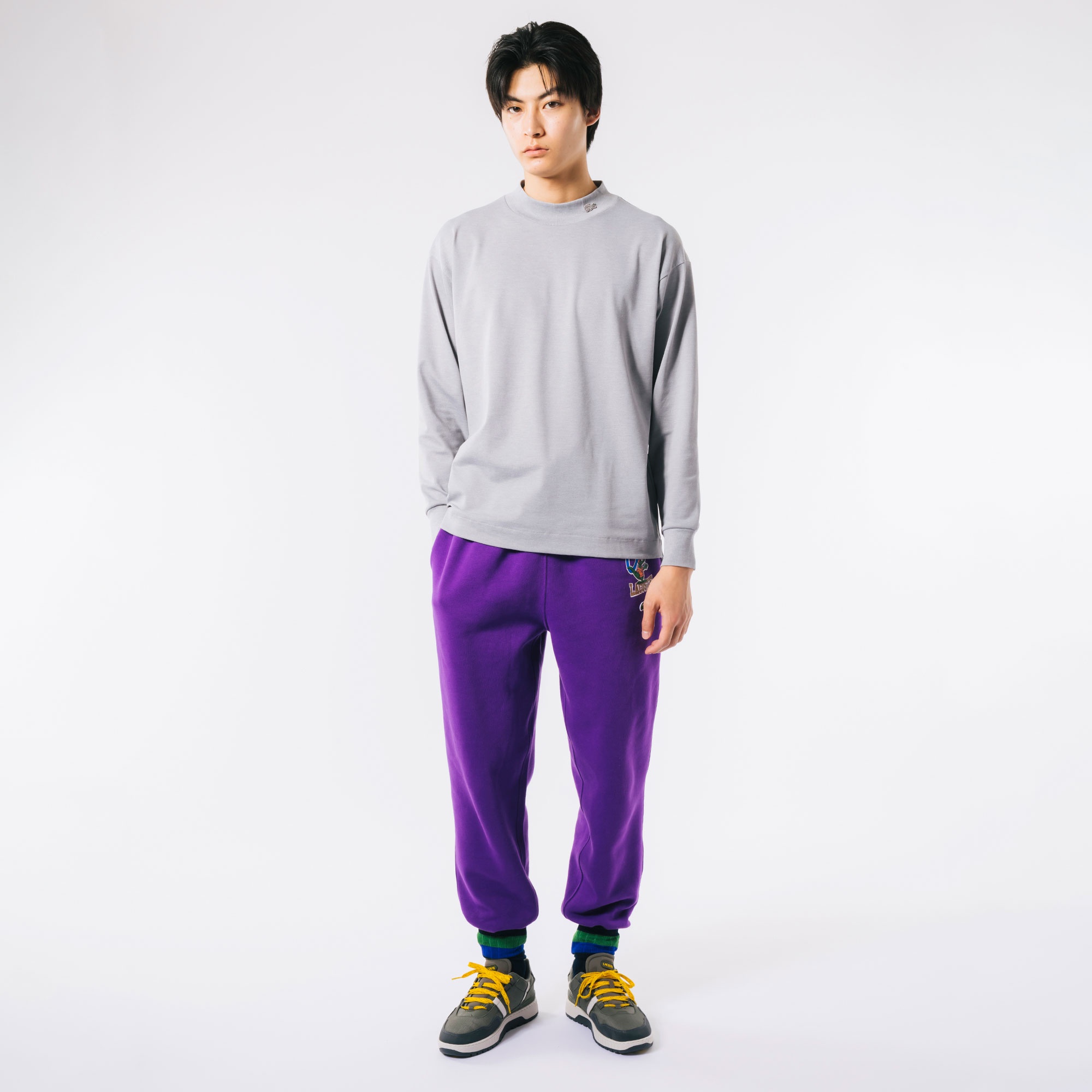 鹿の子地モックネックTシャツ