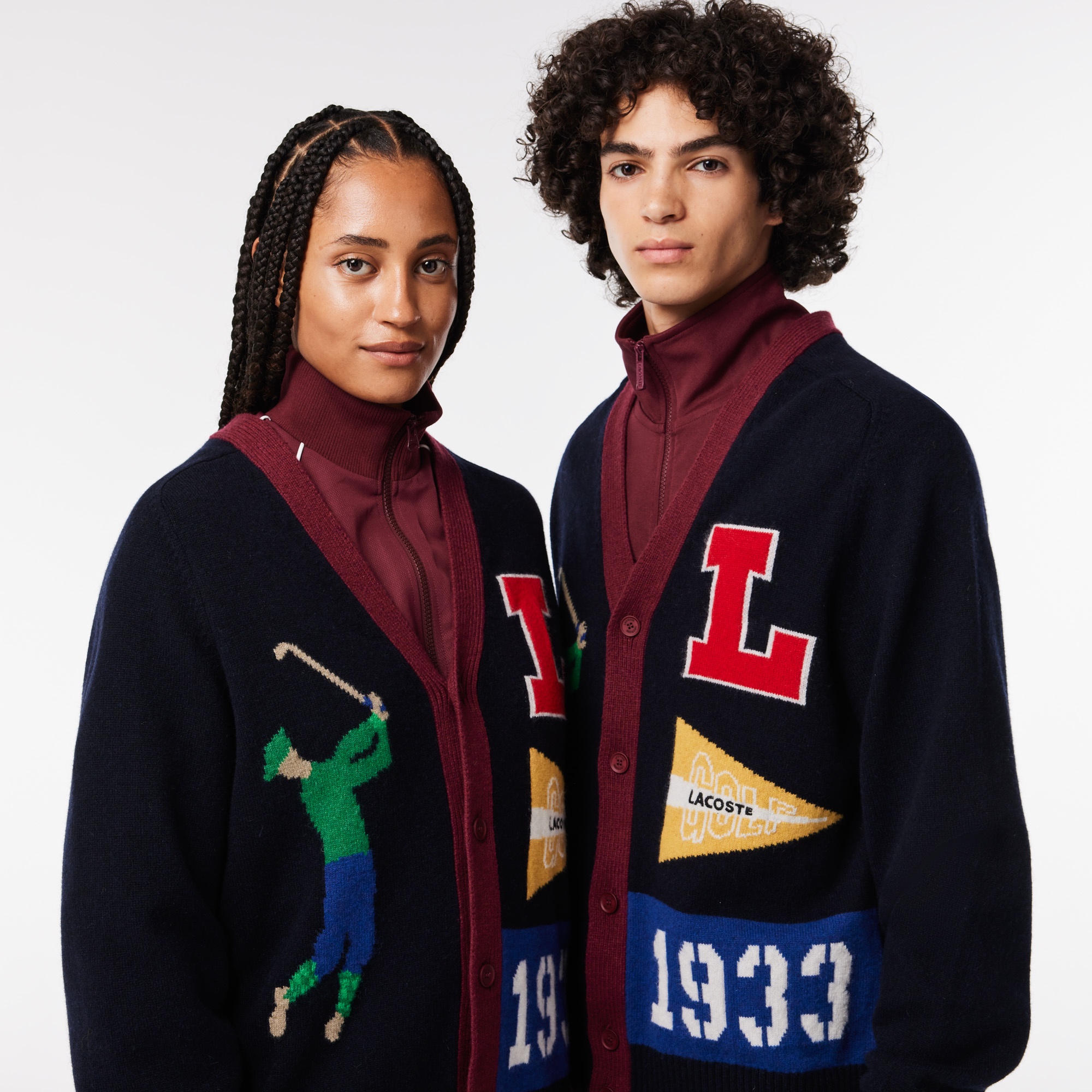 グラフィックジャカードリサイクルニットカーディガン