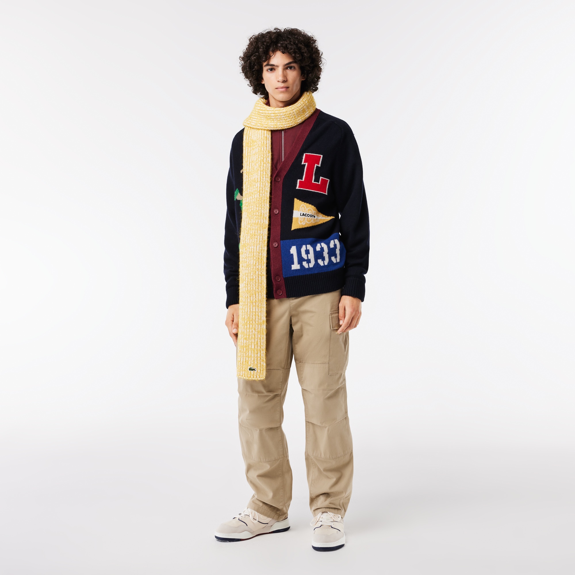 グラフィックジャカードリサイクルニットカーディガン