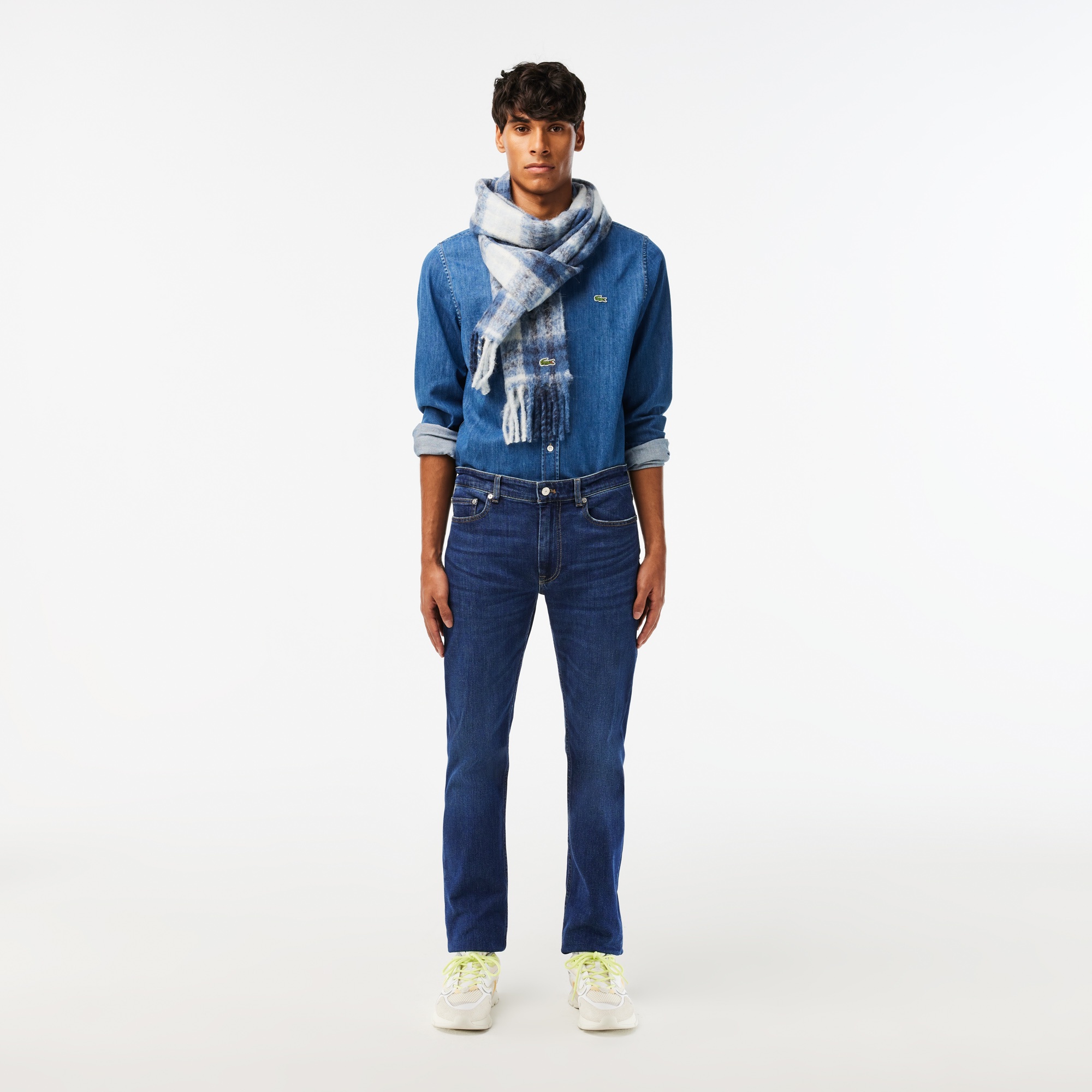 アルパカブレンドチェックマフラー