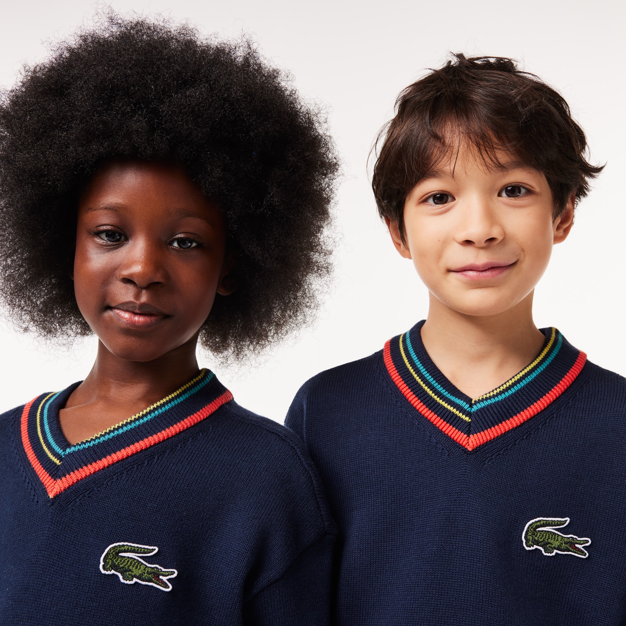 アシンメトリーリブニットJUNIORチルデンニットセーター