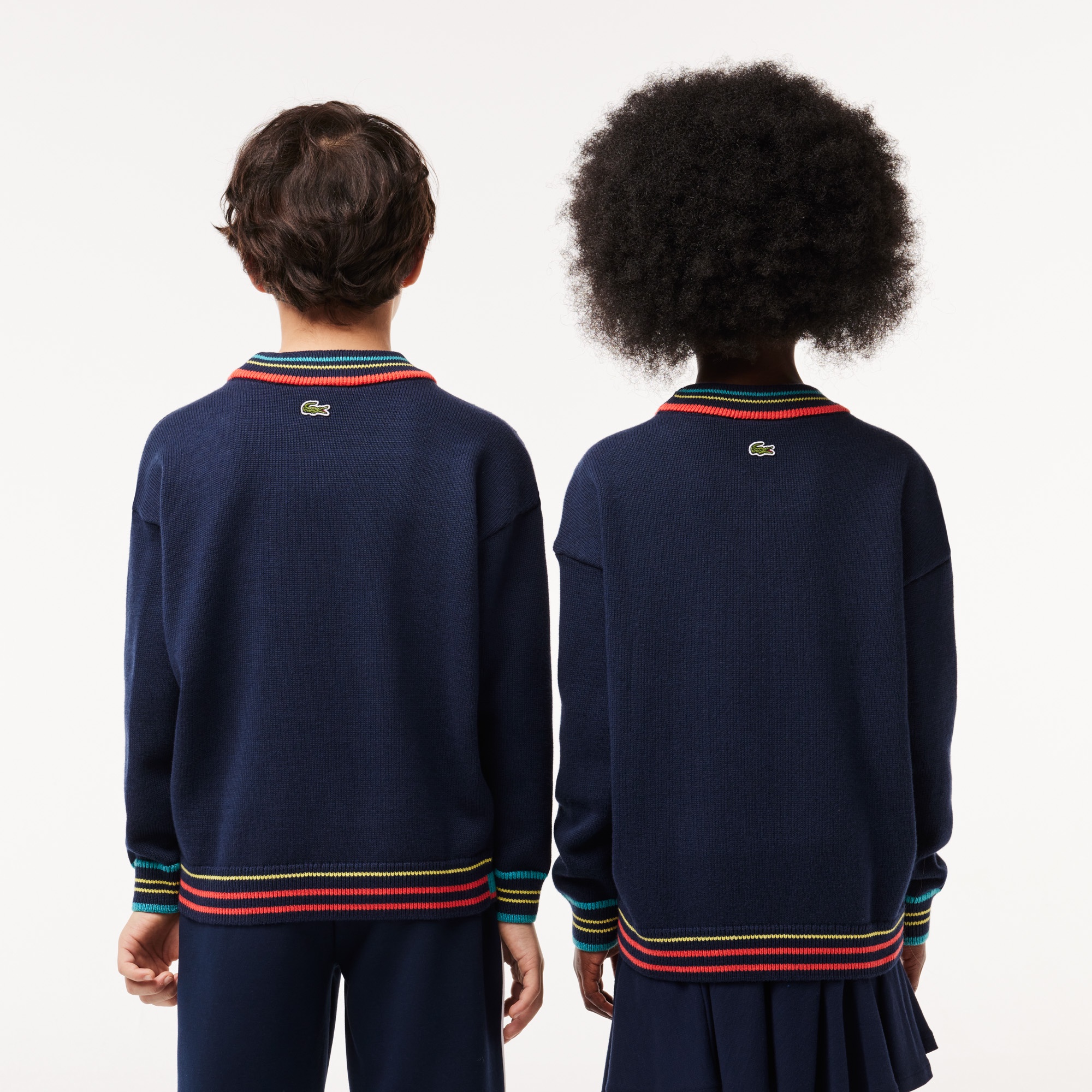 アシンメトリーリブニットJUNIORチルデンニットセーター