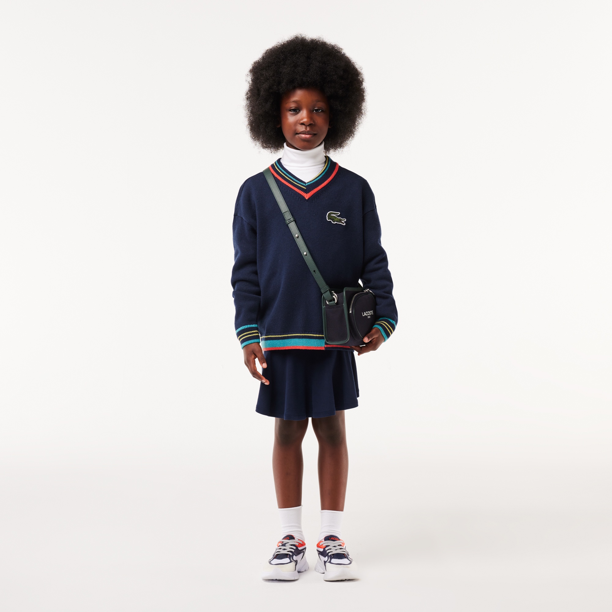 アシンメトリーリブニットJUNIORチルデンニットセーター