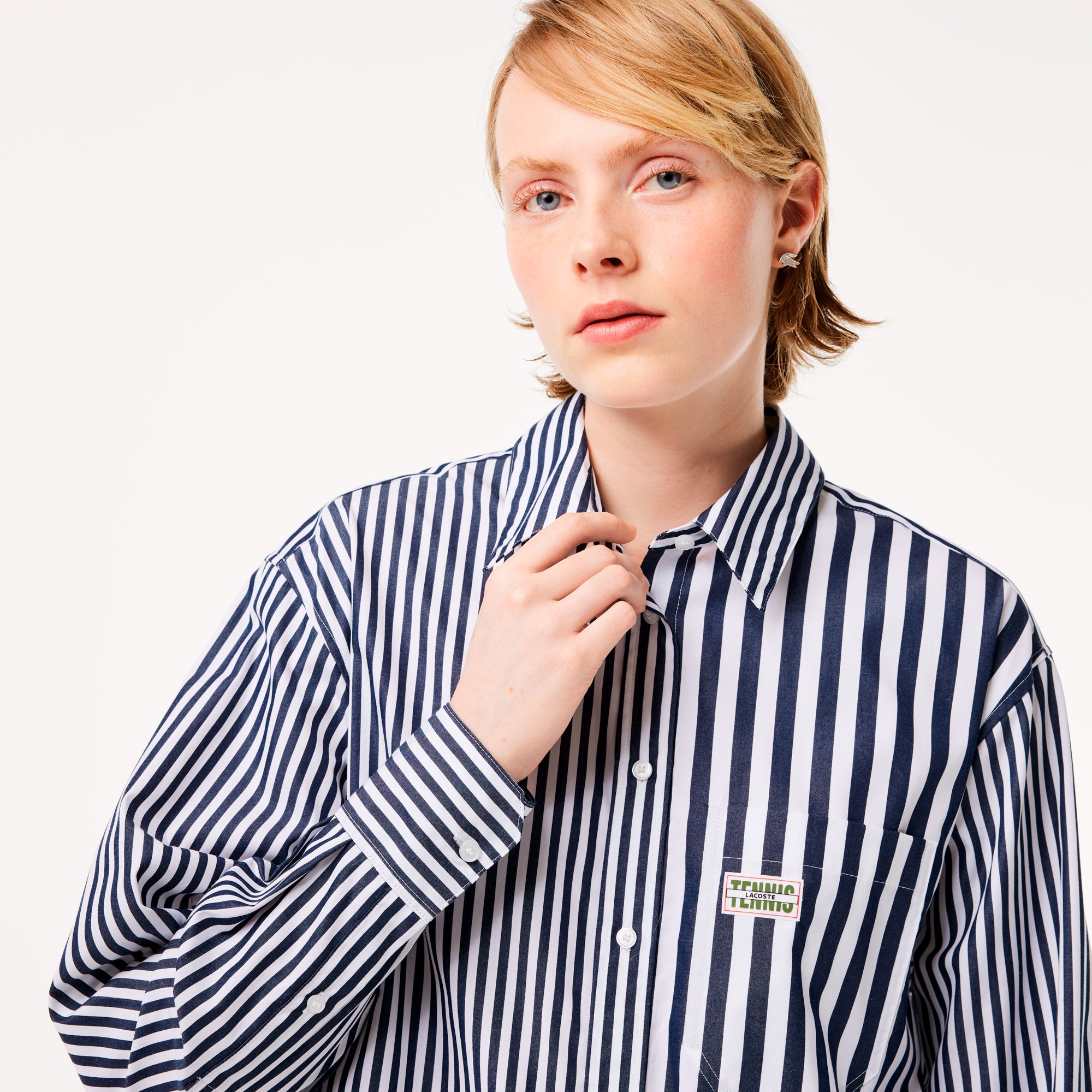 ラコステ×バンディエ 切り替えストライプシャツ