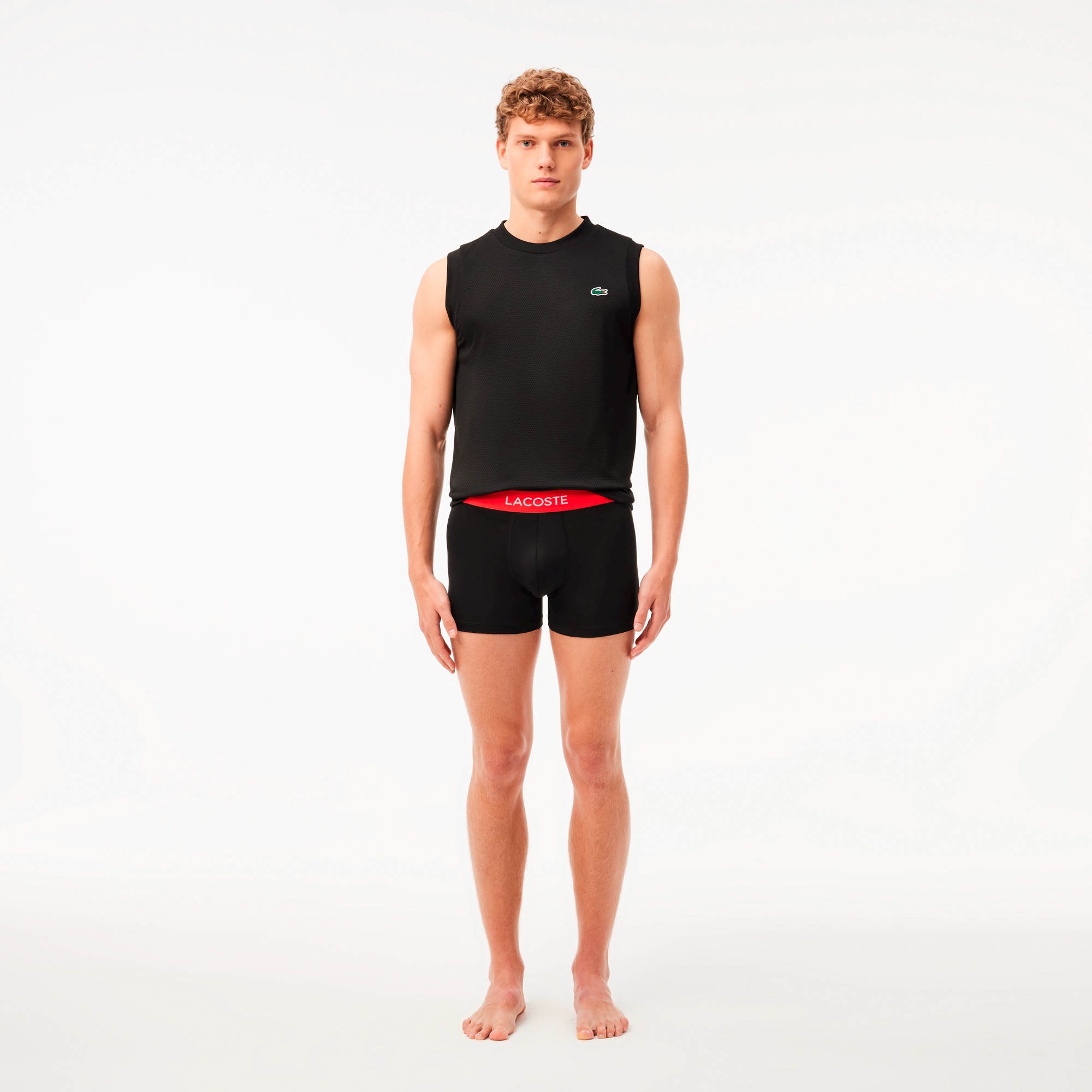 コントラストカラーウェストバンドプレーントランクショーツ3Pパック