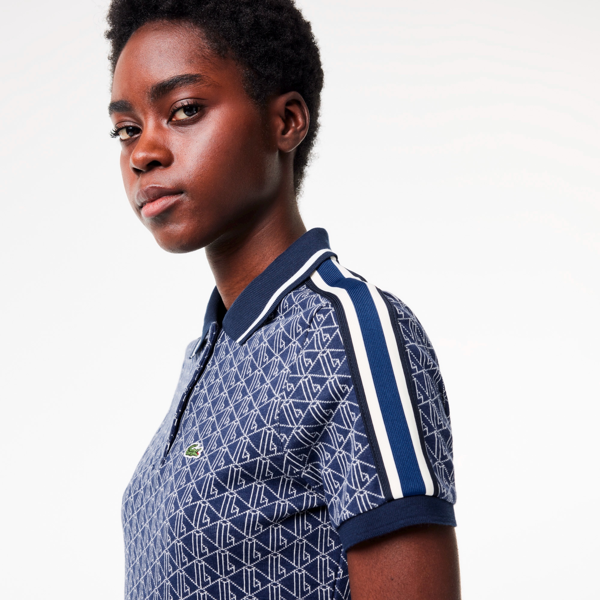 モノグラムジャカードコットンニットポロシャツ