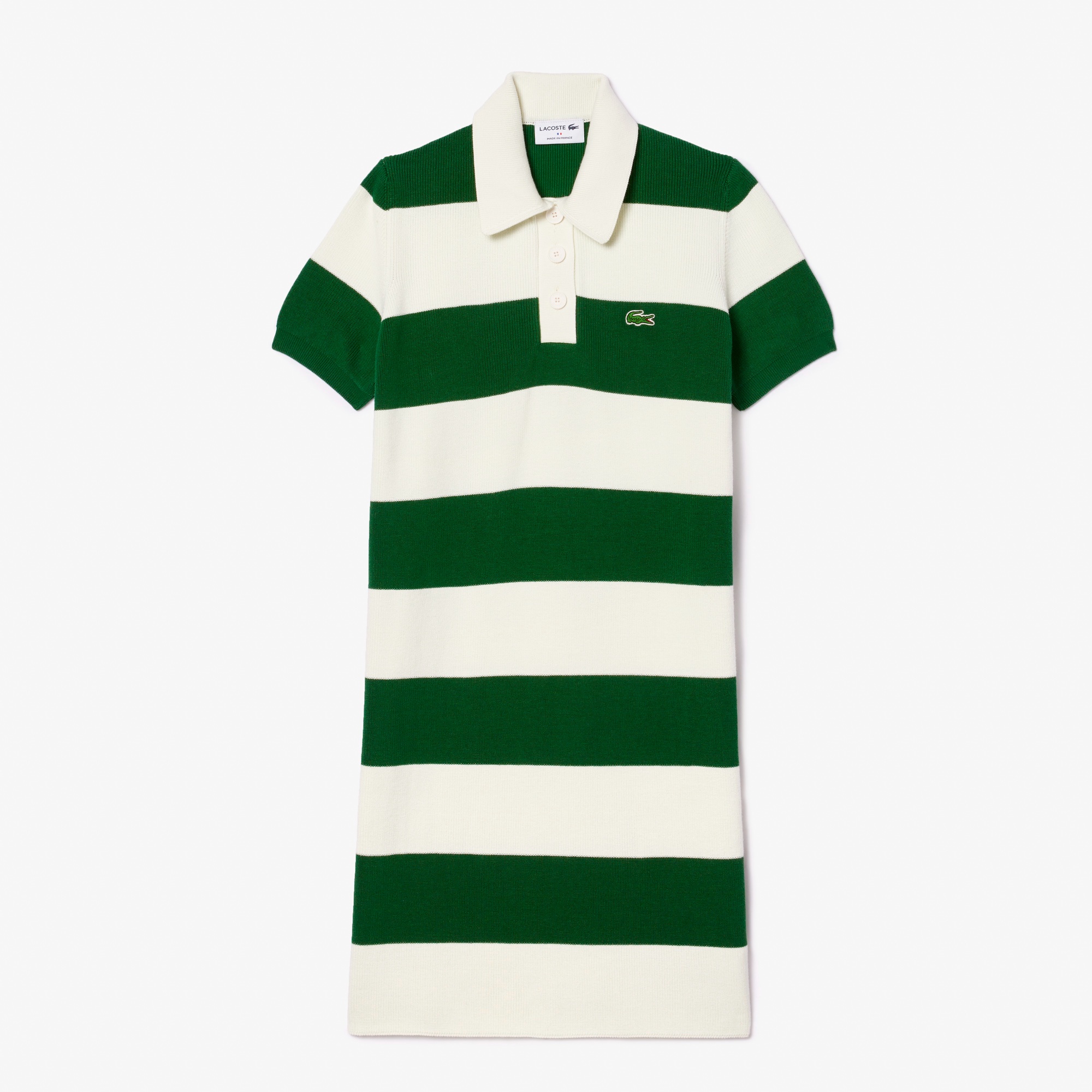 オーガニックコットンニットボーダーポロドレス