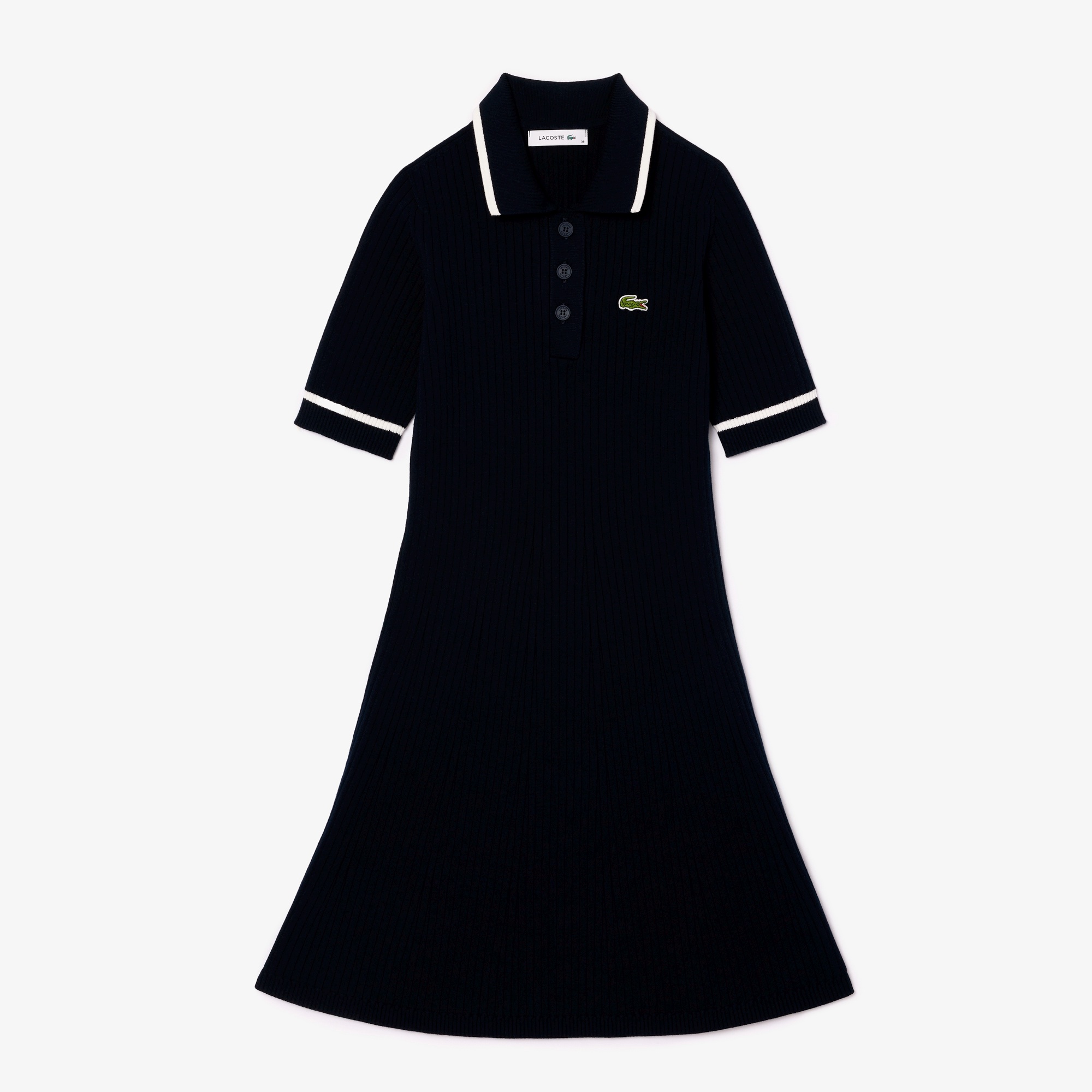 シームレスビスコースニットポロドレス