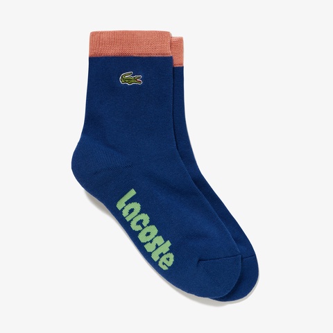 配色リブニット足底パイルショートソックス