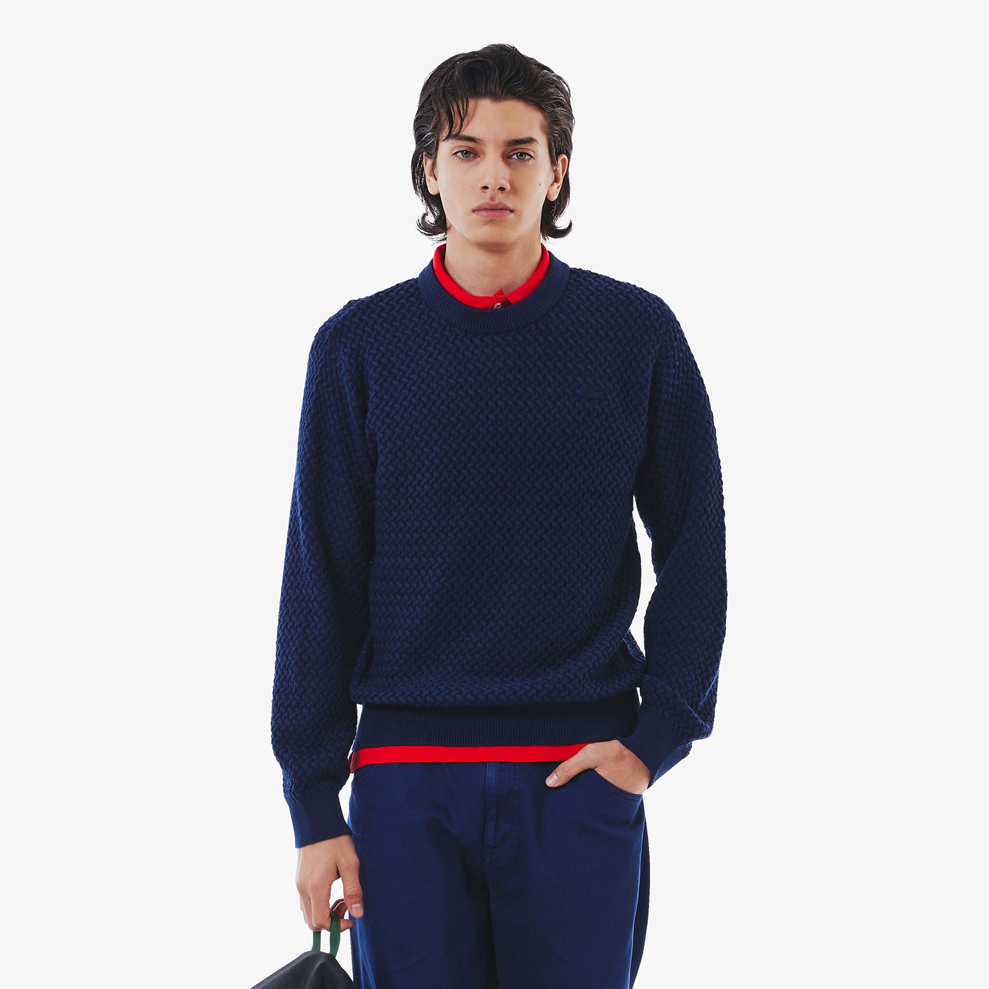 バスケットニットクルーネックセーター