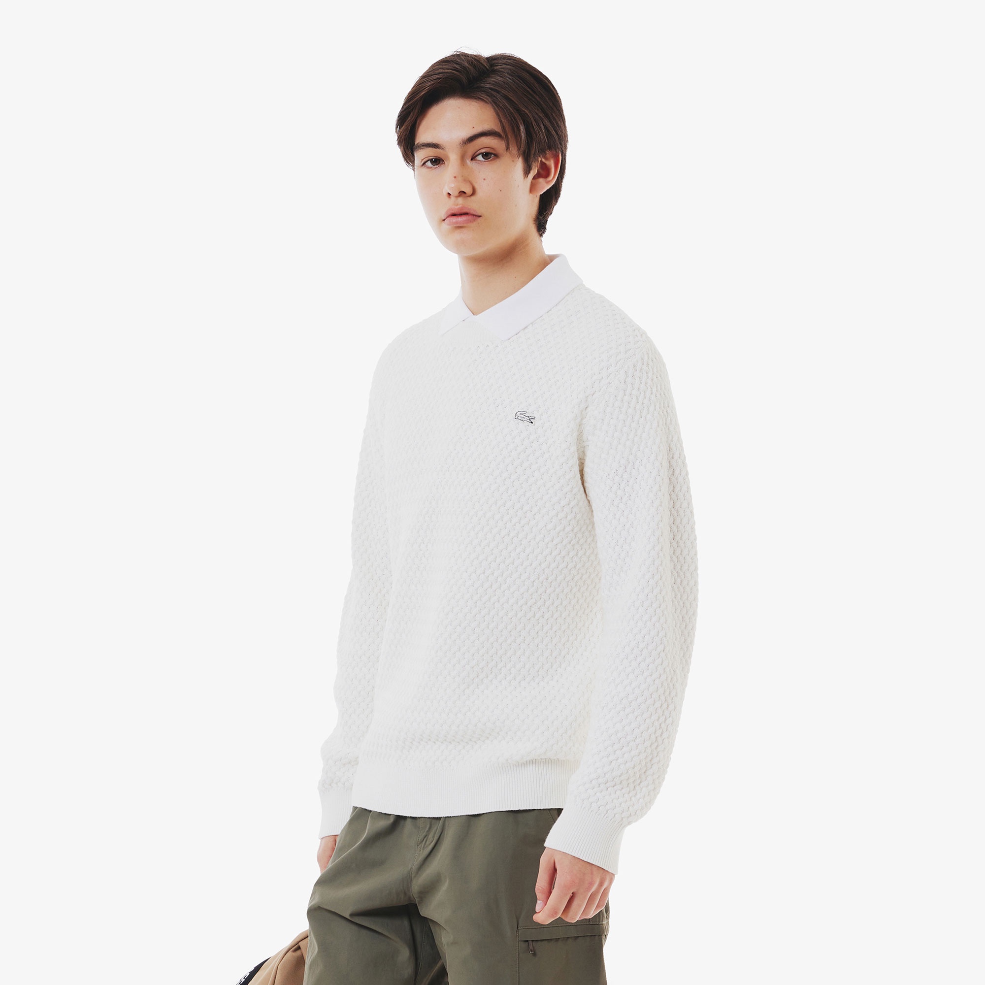 バスケットニットクルーネックセーター