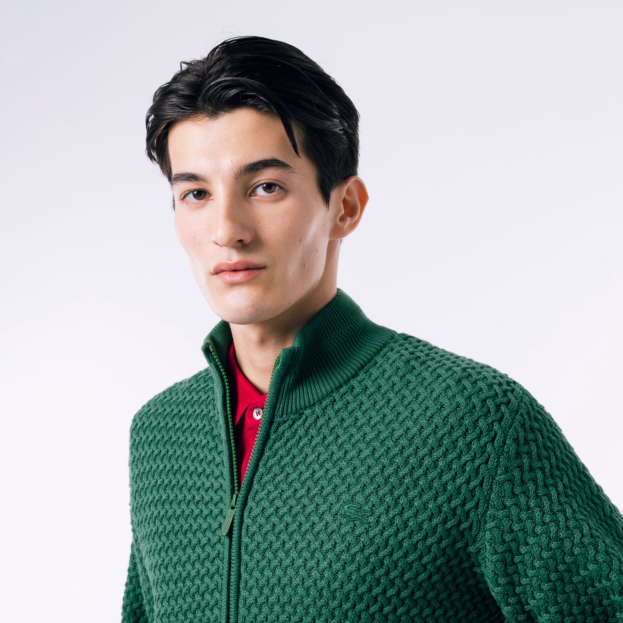 バスケットニットジップアップ