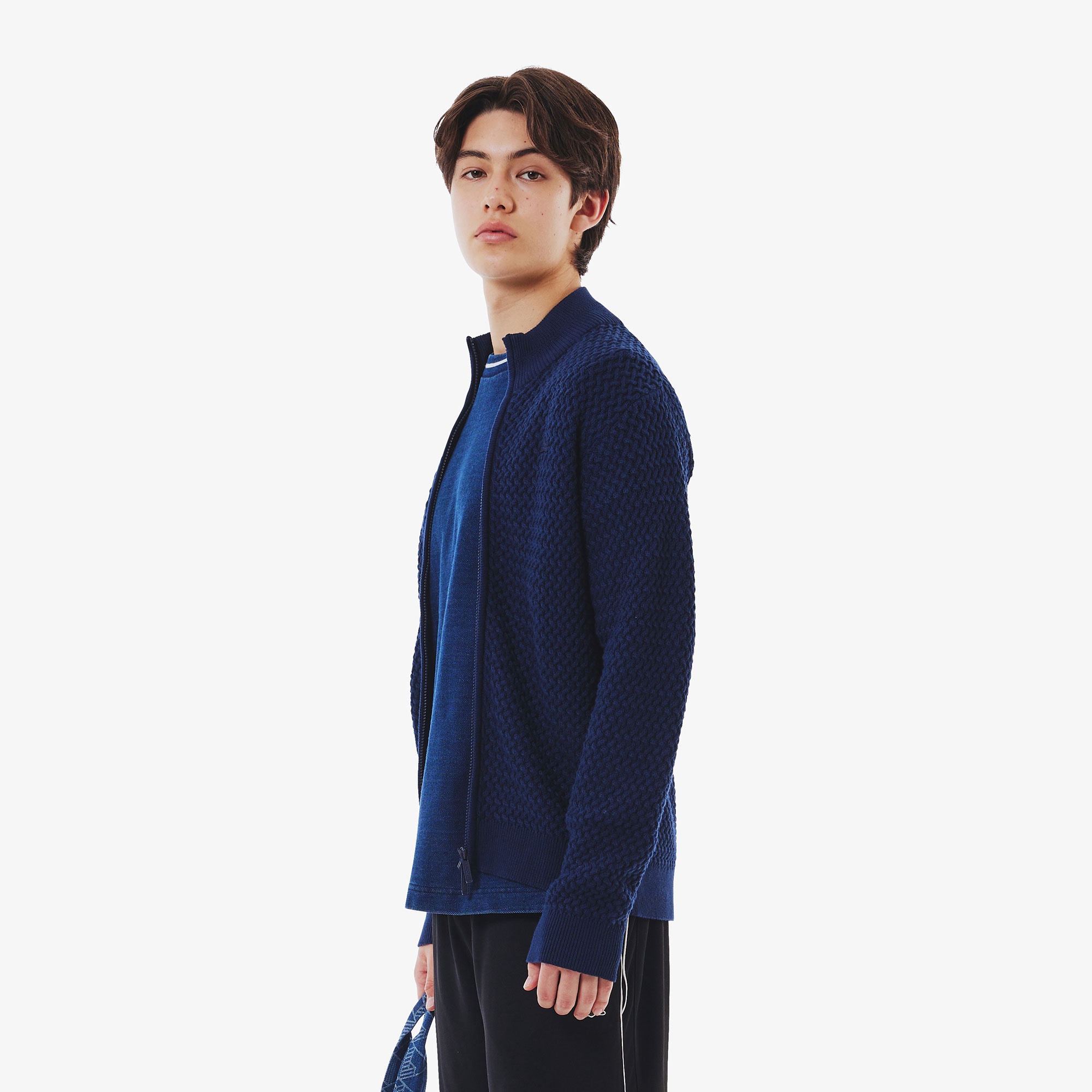 バスケットニットジップアップ