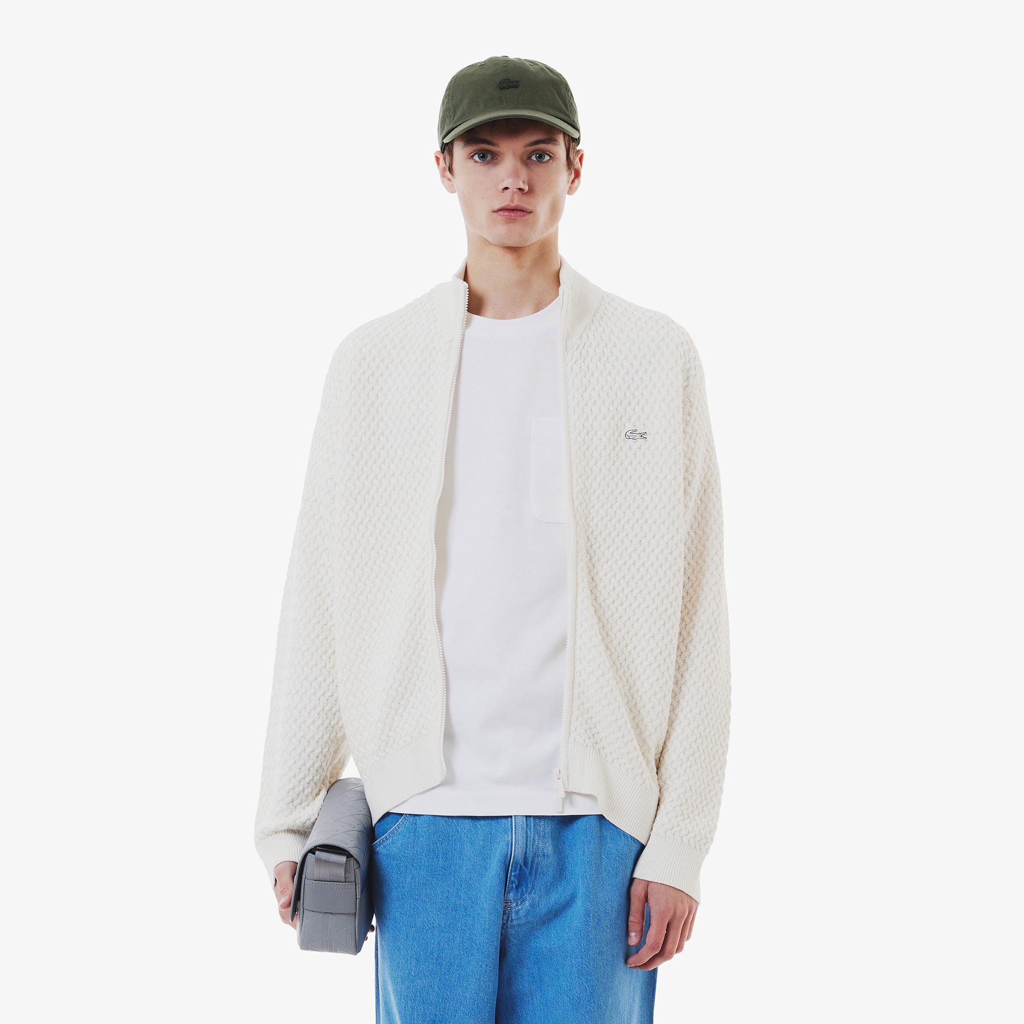 バスケットニットジップアップ