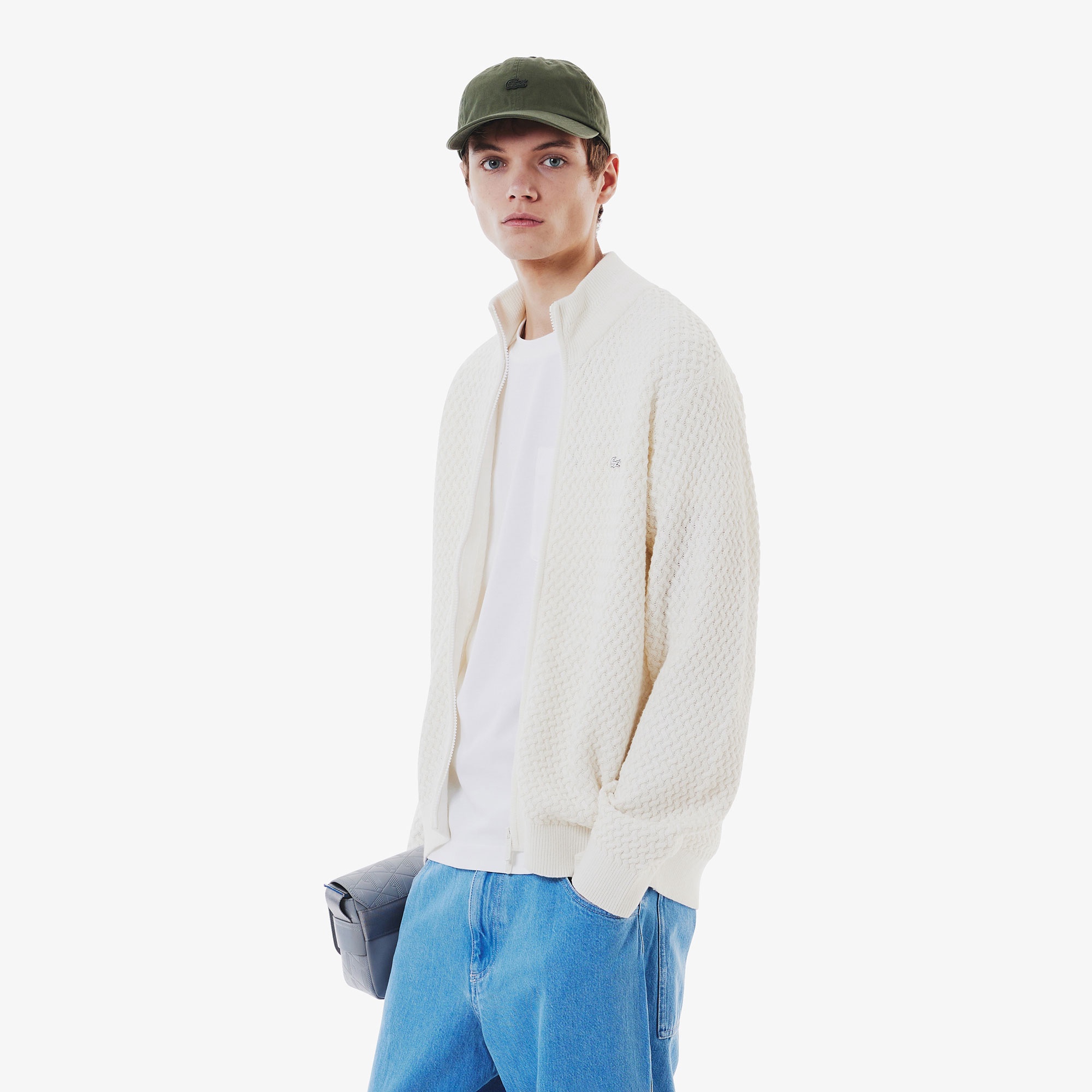 バスケットニットジップアップ