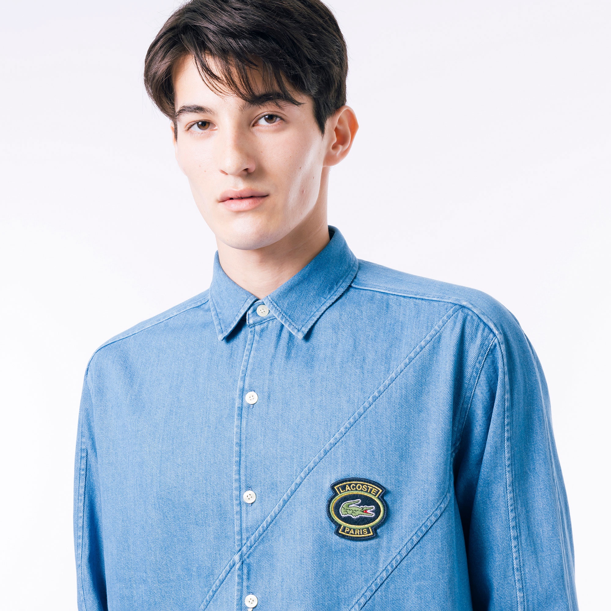 バイアスカットデニムシャツ