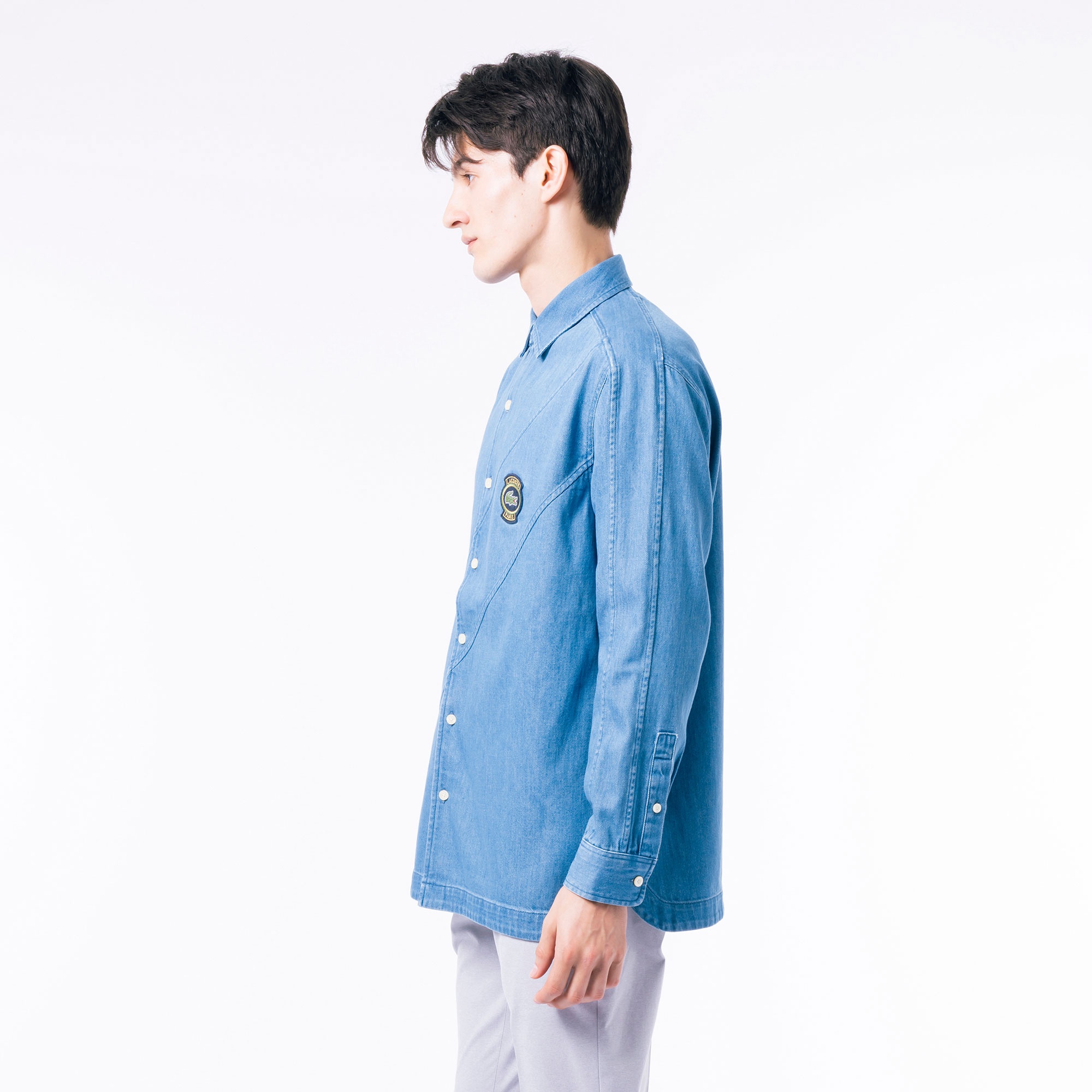 バイアスカットデニムシャツ