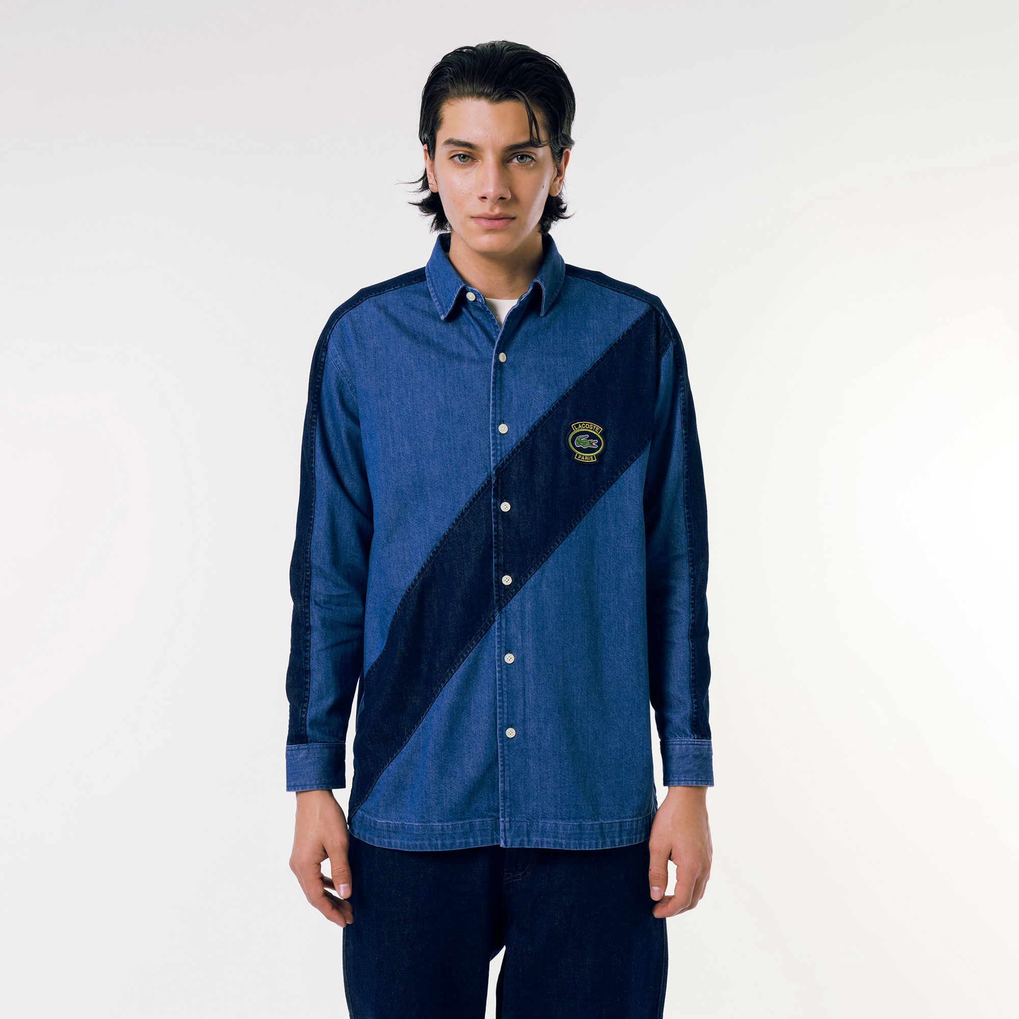 バイアスカットデニムシャツ