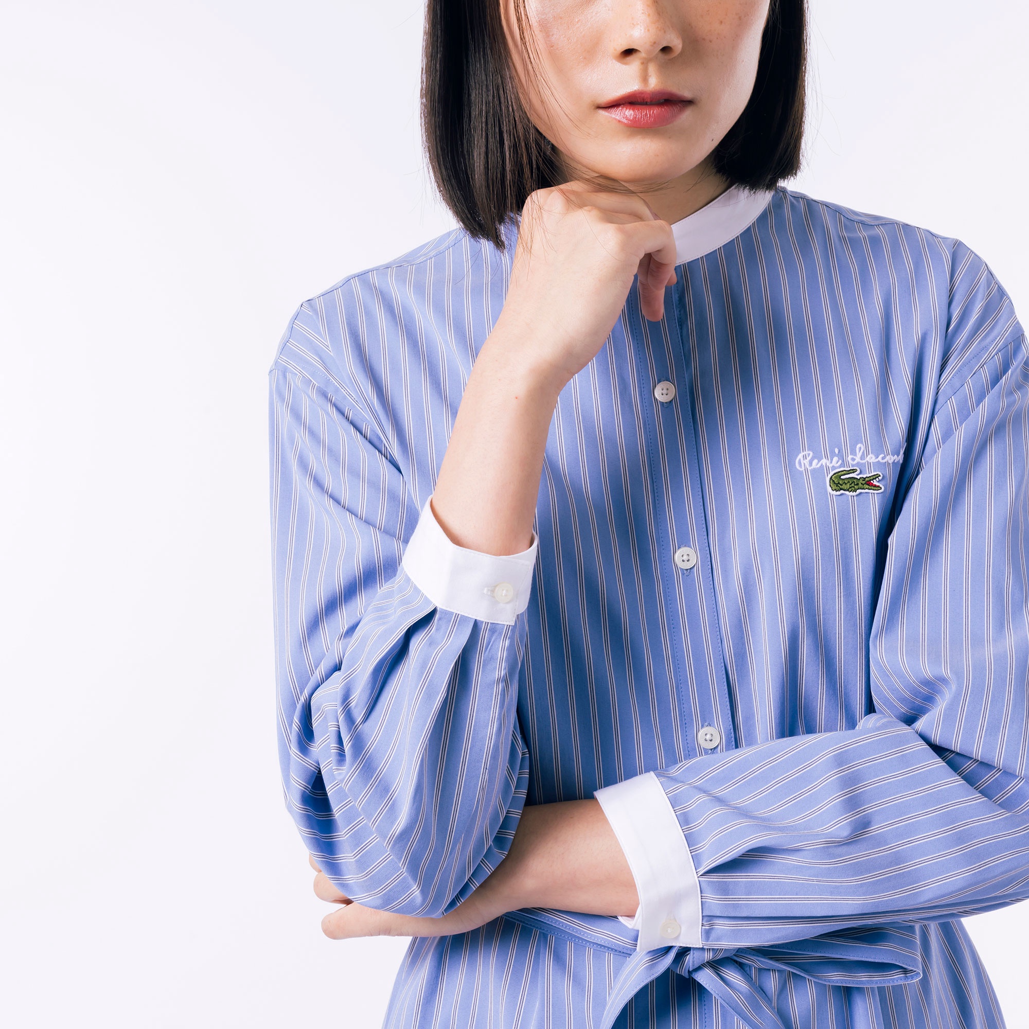 バンドカラーシャツドレス