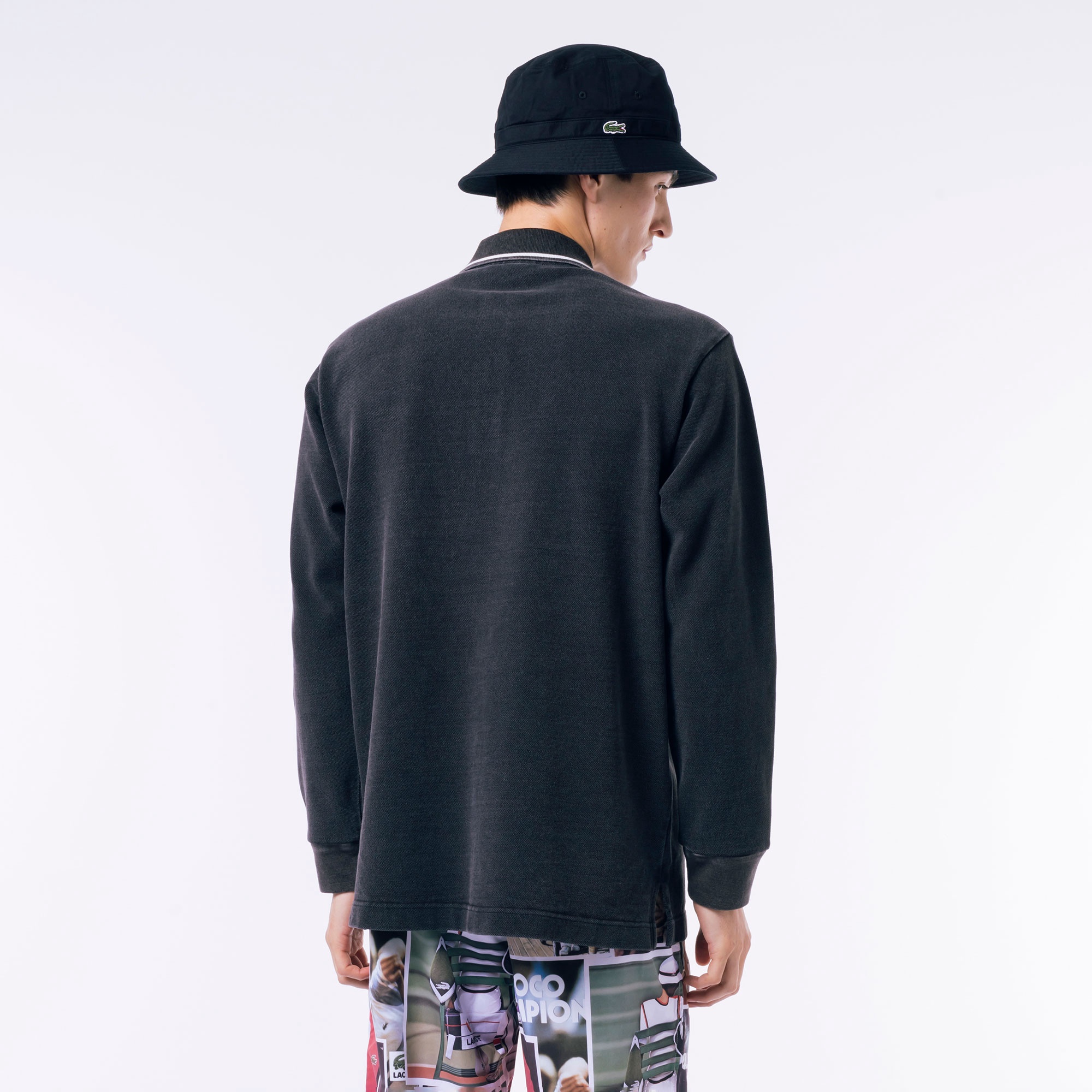 ルーズフィットビッグ鹿の子地インディゴポロシャツ