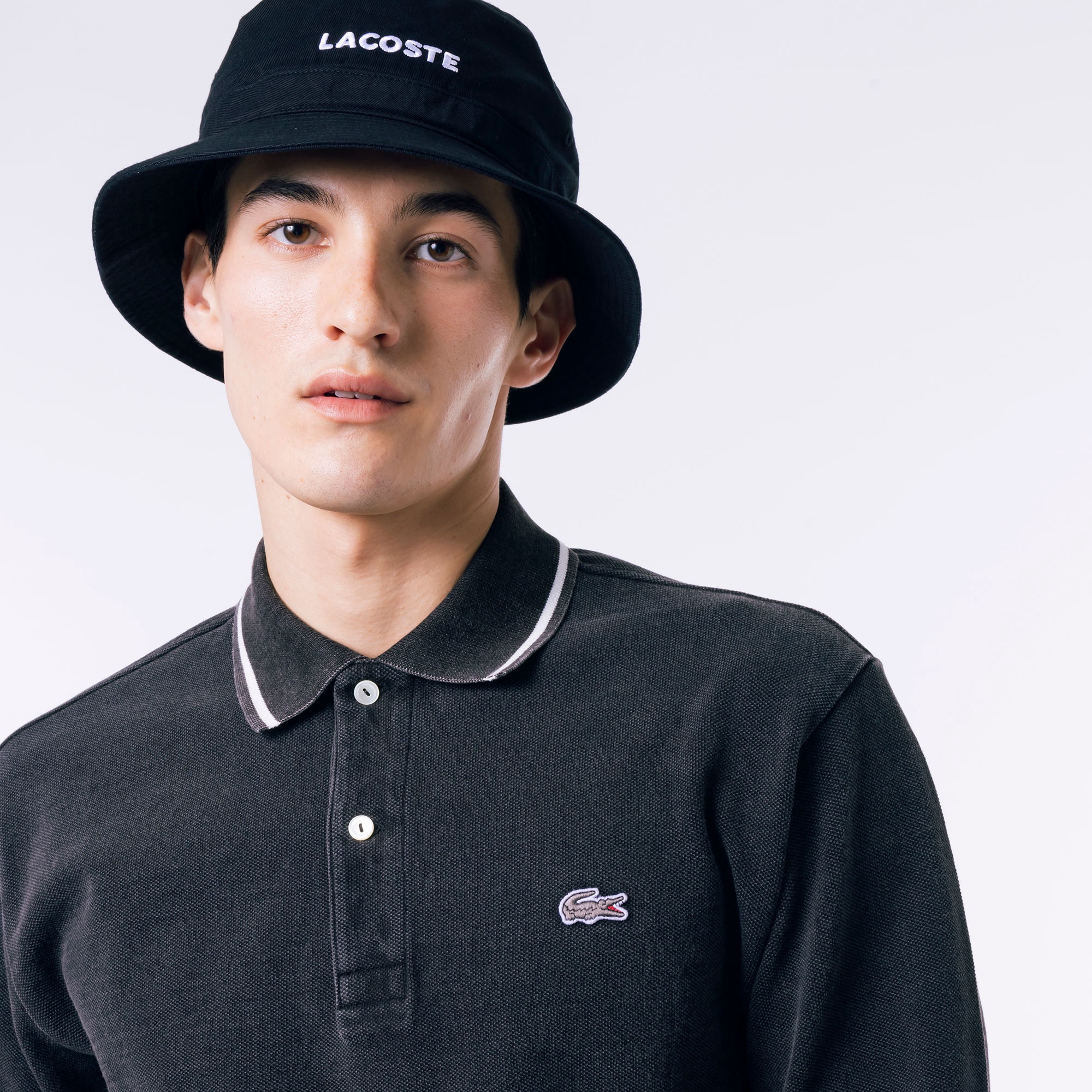 ルーズフィットビッグ鹿の子地インディゴポロシャツ