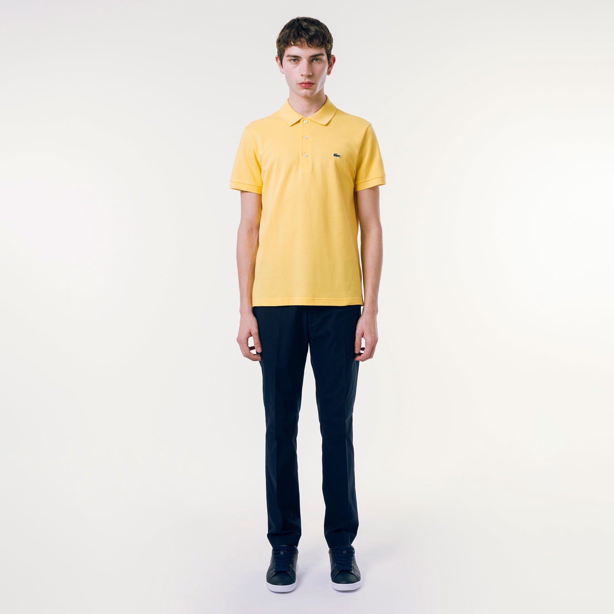 スリムフィットソリッドポロシャツ (半袖)