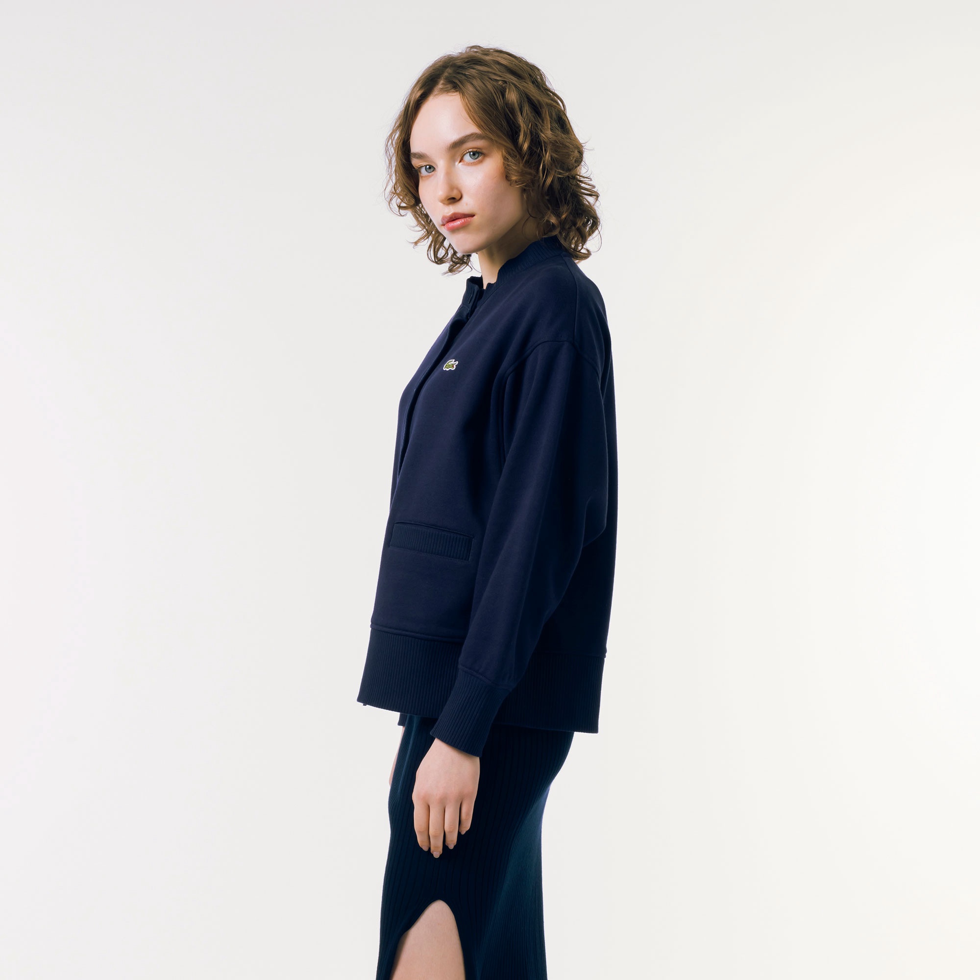 ドルマンスリーブクルーネックスウェットカーディガン