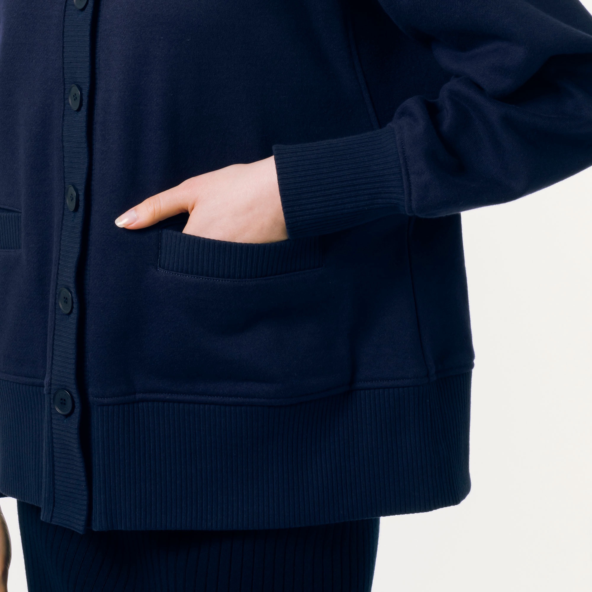 ドルマンスリーブクルーネックスウェットカーディガン