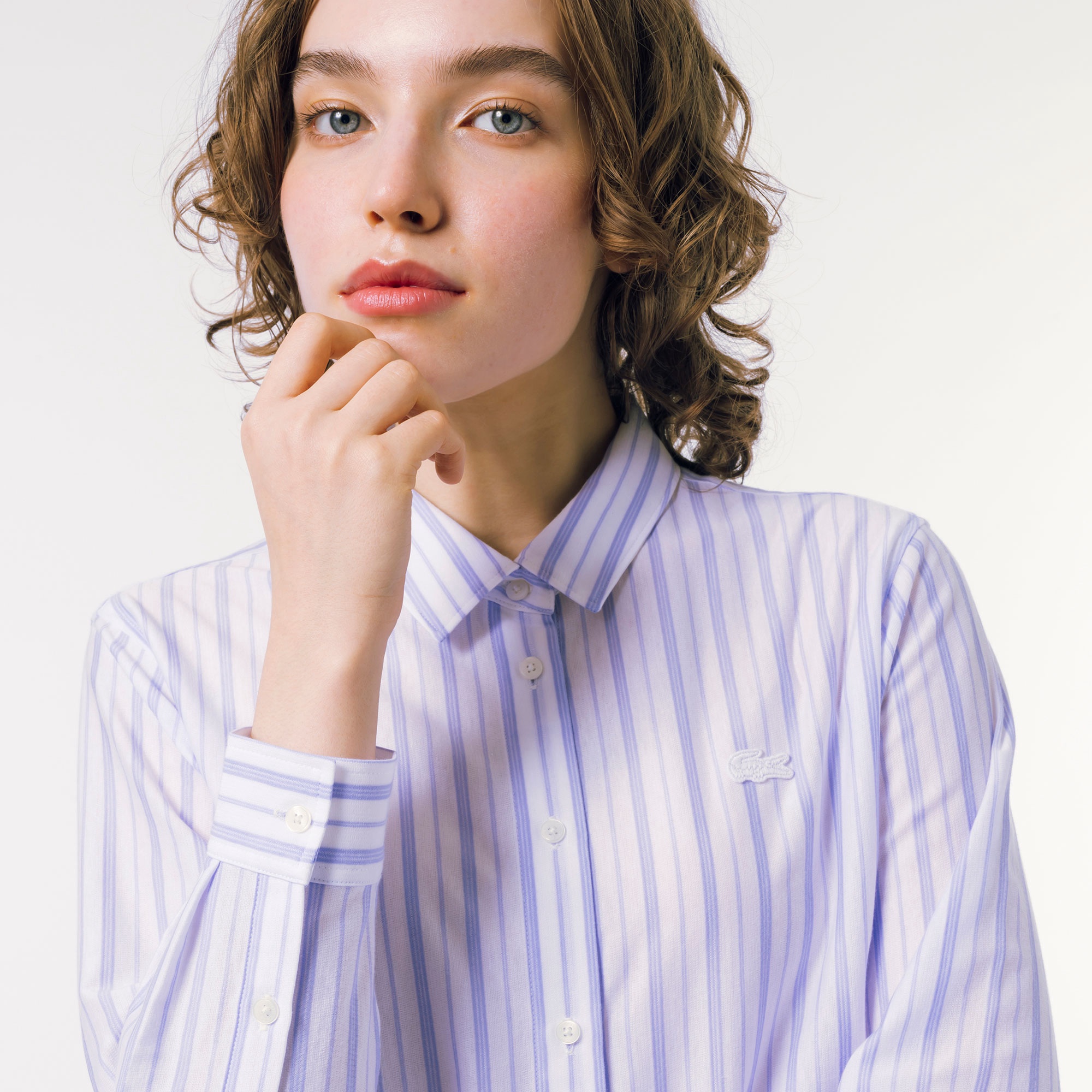 ジャージニットストライプシャツ