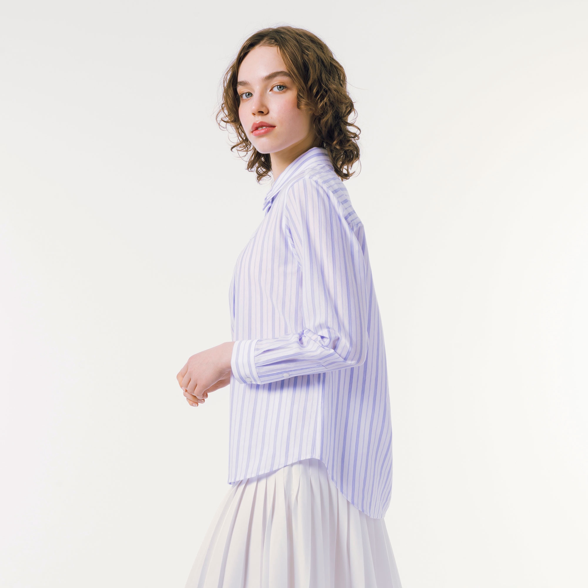 ジャージニットストライプシャツ