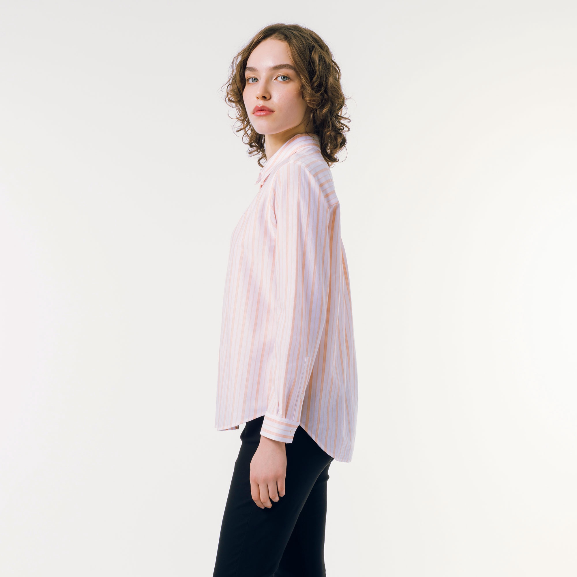 ジャージニットストライプシャツ