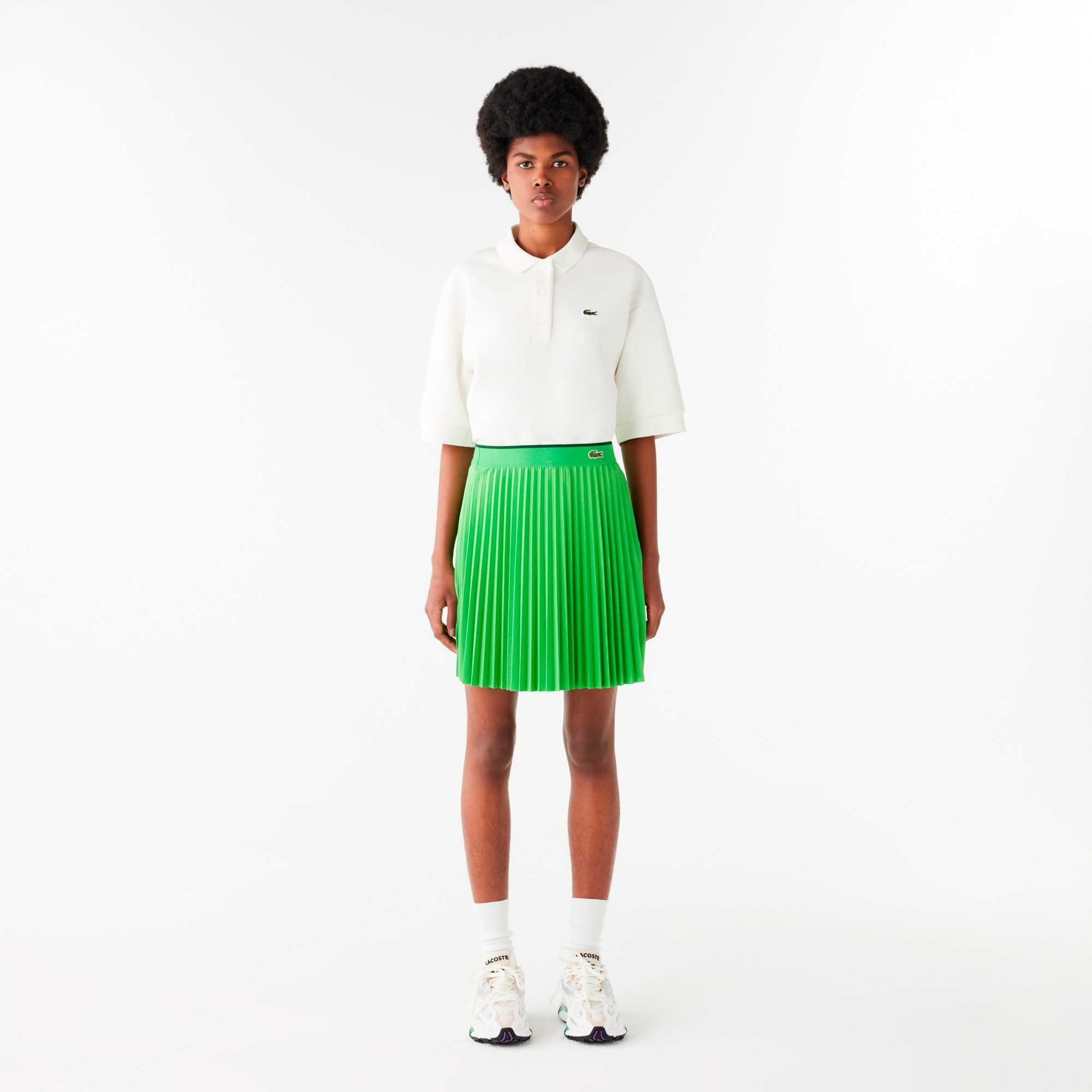 配色ウエストプリーツテニススカート