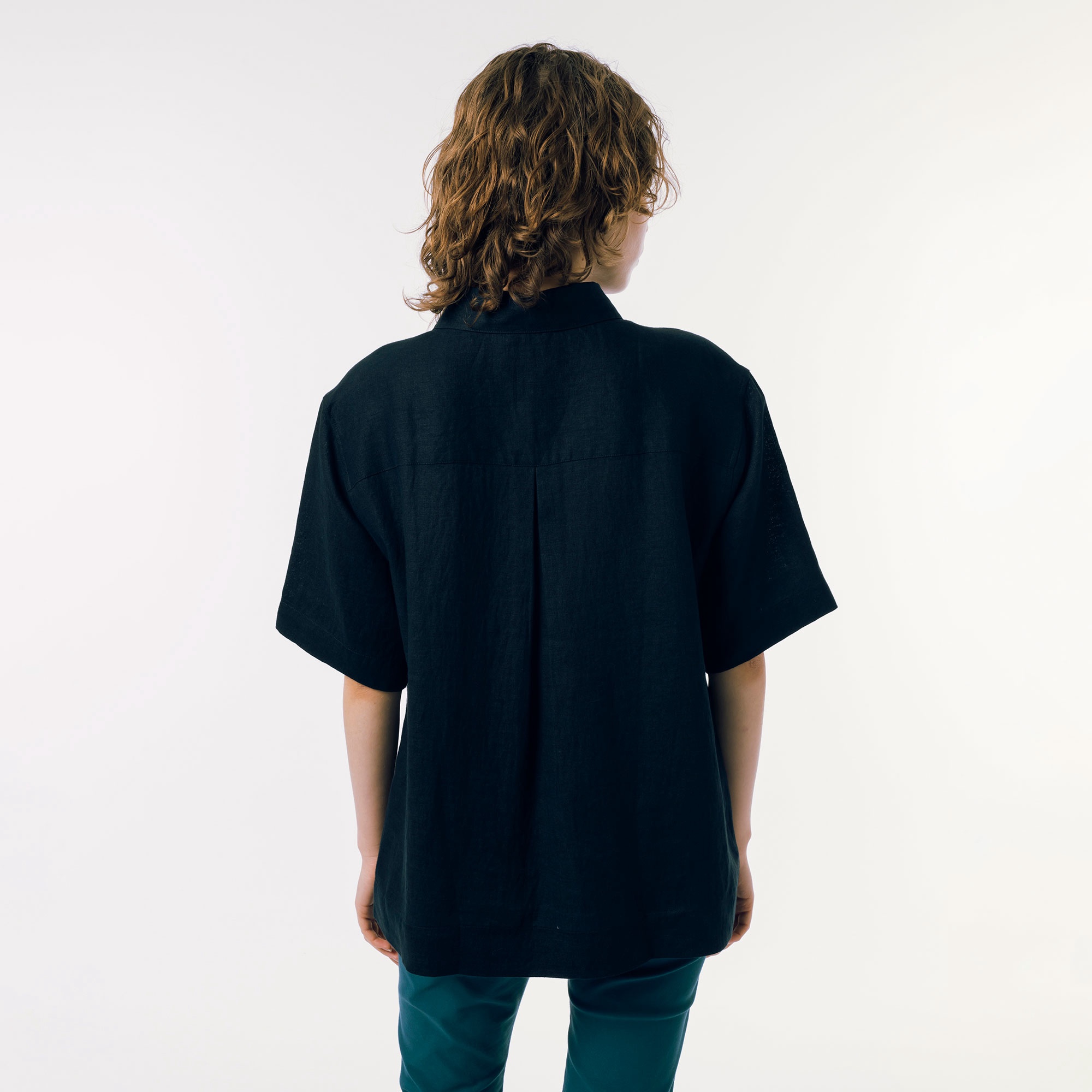 リネンコットン5分袖シャツ