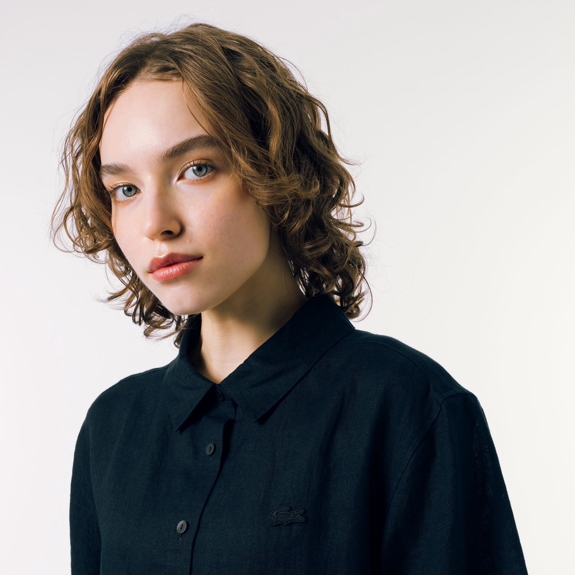 リネンコットン5分袖シャツ