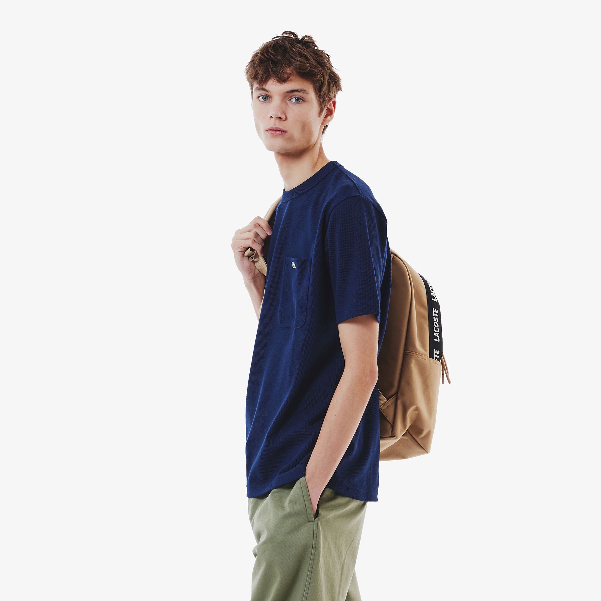 鹿の子地ポケット半袖Tシャツ