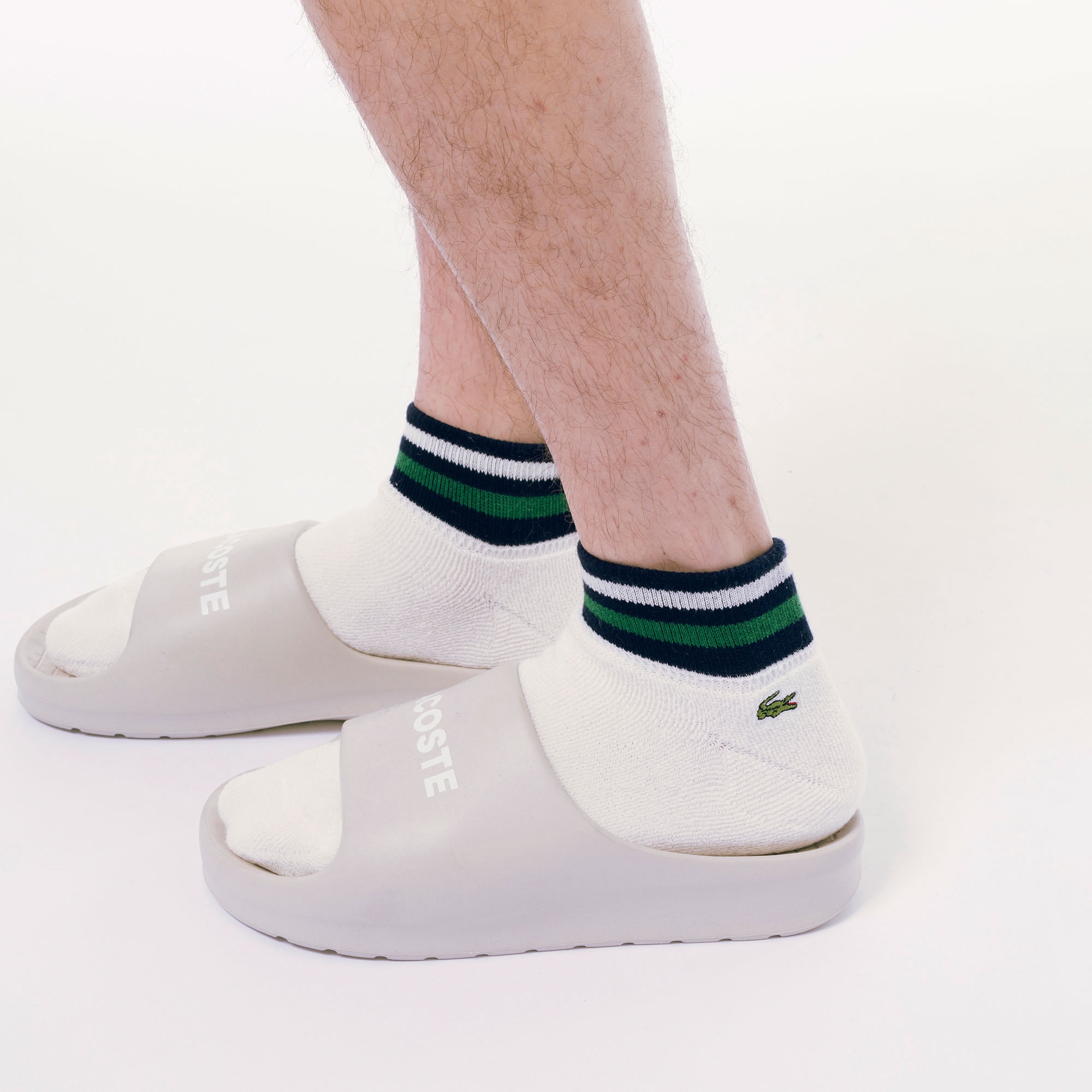 ボーダーリブパイル地アンクルソックス