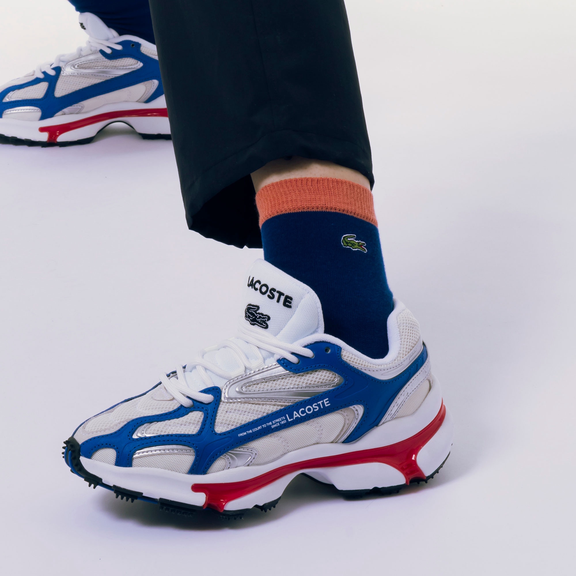 配色リブニット足底パイルショートソックス