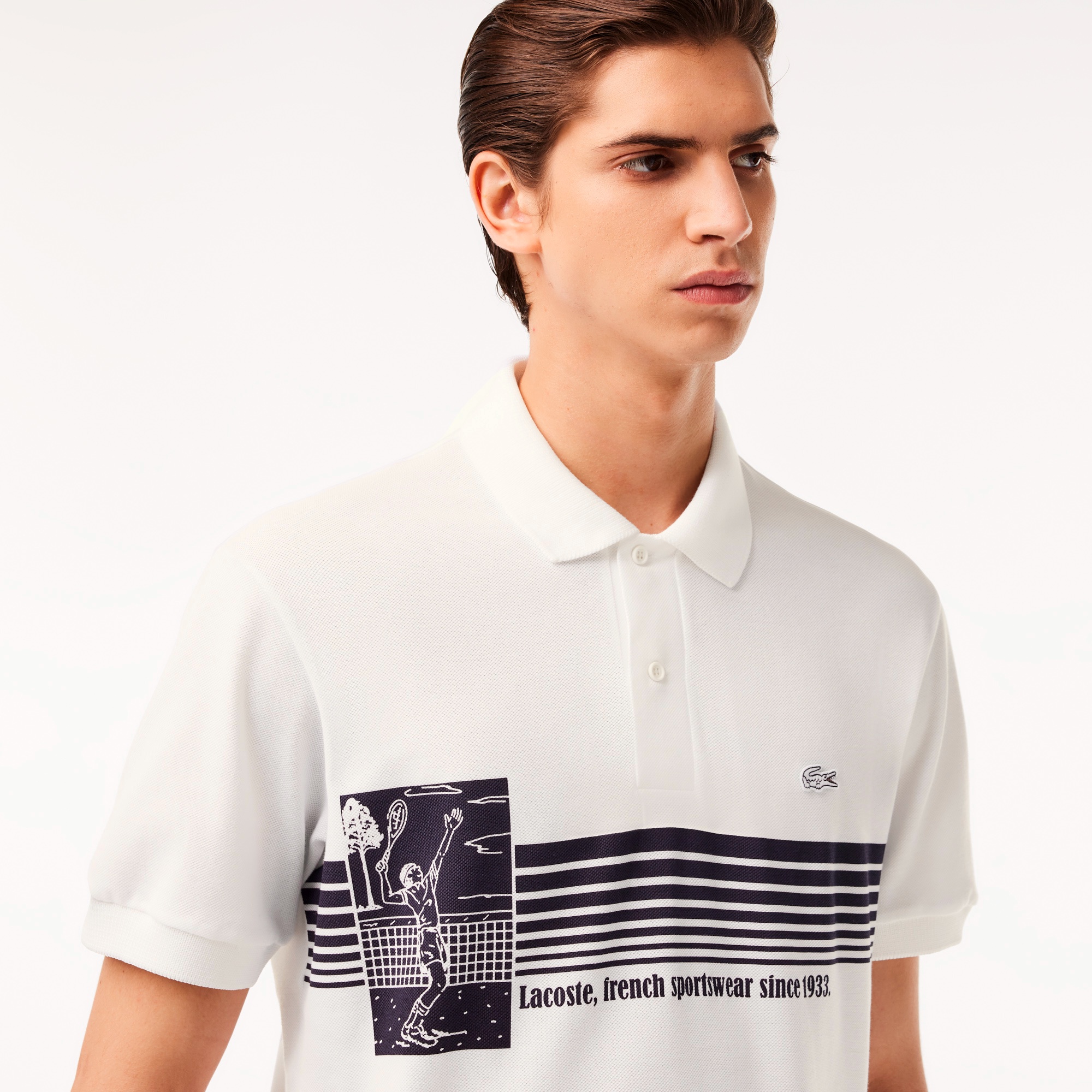 テニスプレイヤーグラフィックフランスメイドポロシャツ